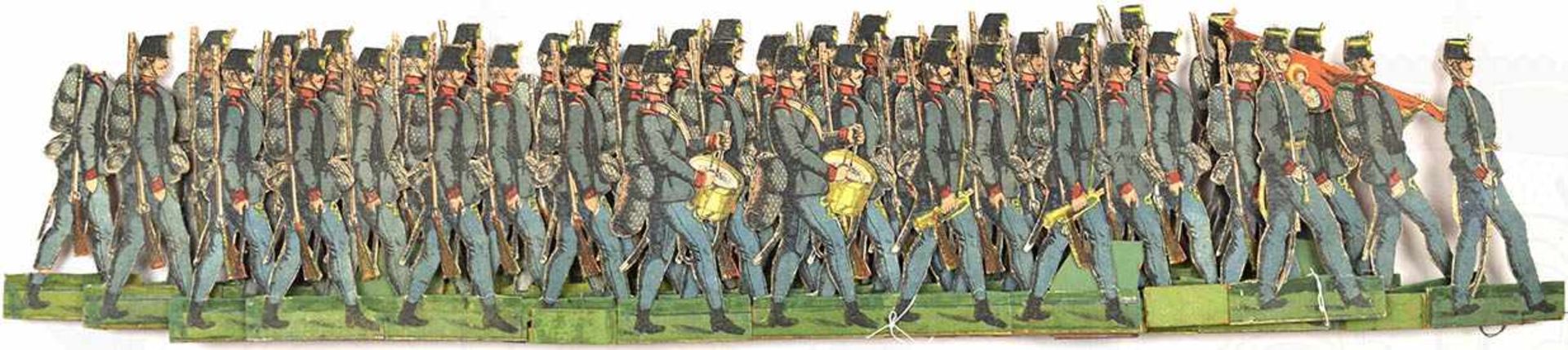 FIGUREN-DIORAMA e. K.u.K. Infanterie-Kompanie, 42 Flachfiguren aus Karton, Offz. u. Infanteristen,