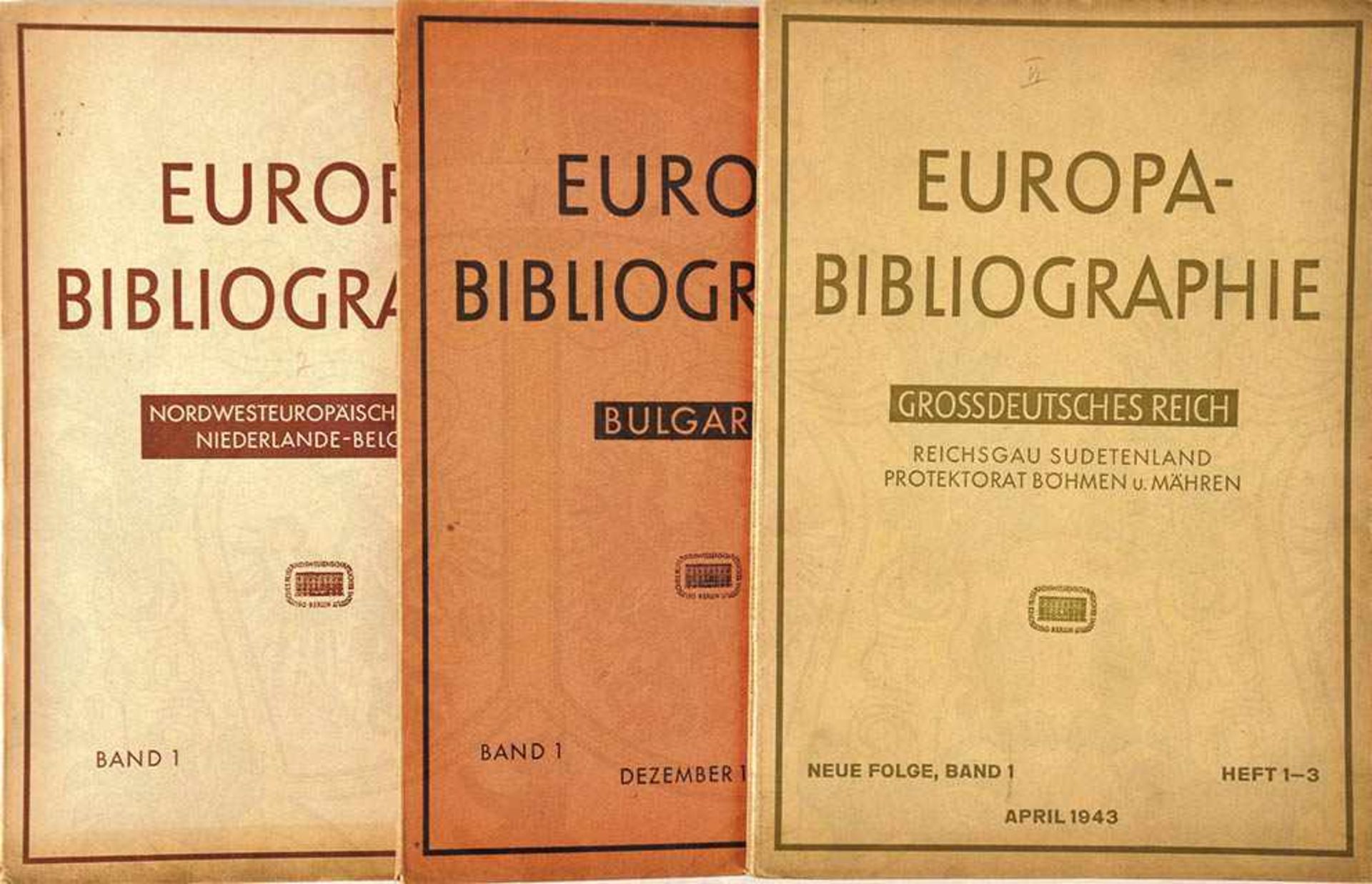 EUROPA-BIBLIOGRAPHIE, 3 Bde. „Bulgarien“; „Nordwesteuropäischer Raum- Niederlande-Belgien“; „