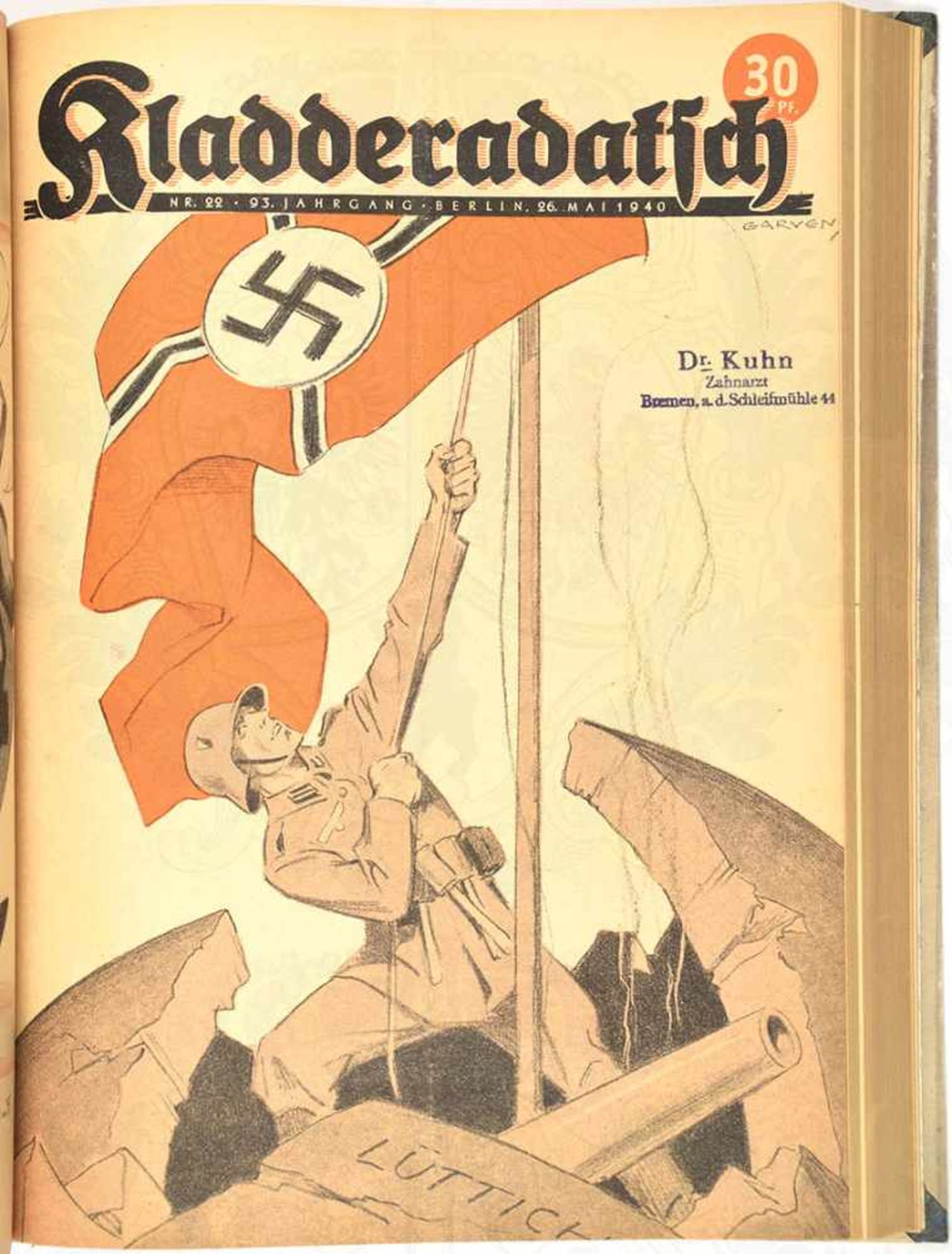 KLADDERADATSCH, Ill. Humorzeitschrift, Sammelband m. 44 Ausgaben, Jahrg. 1939-Nrn. 48-52; Jg. 1940- - Bild 2 aus 2