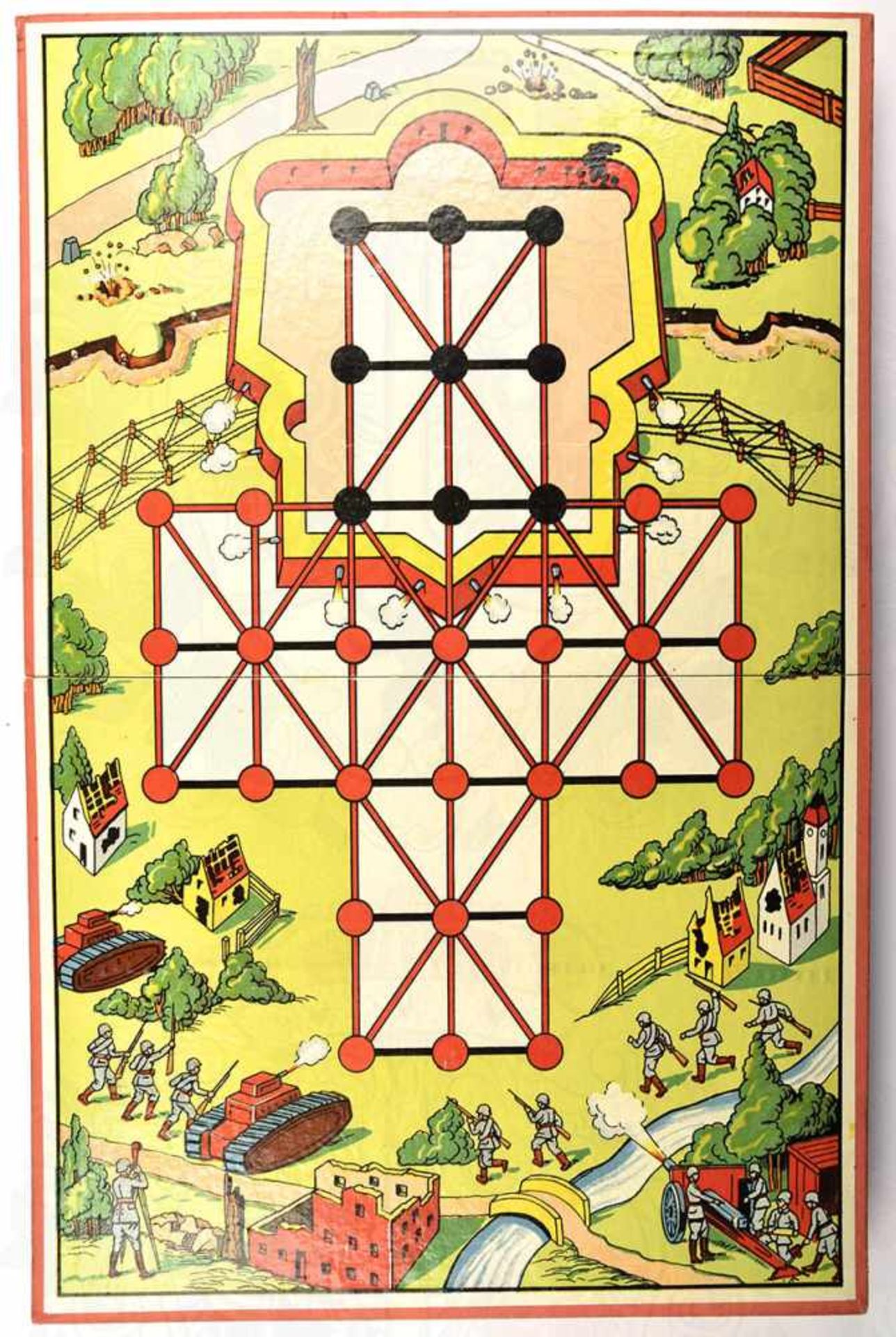 BELAGERUNGSSPIEL, Herst. „AKN Abel Klinger Spiele Nürnberg“, um 1938, farb., gef. Brett, 25 flache - Bild 2 aus 3