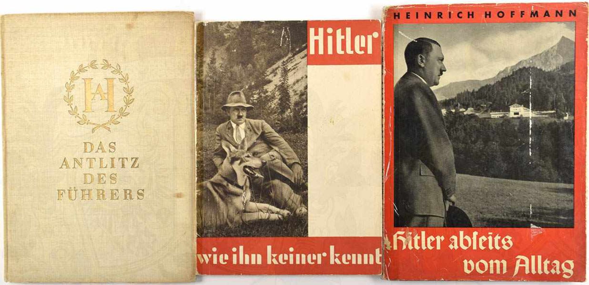 3 HOFFMANN FOTOBÄNDE, „Das Antlitz des Führers“; „Hitler abseits vom Alltag“ u. „Hitler wie ihn