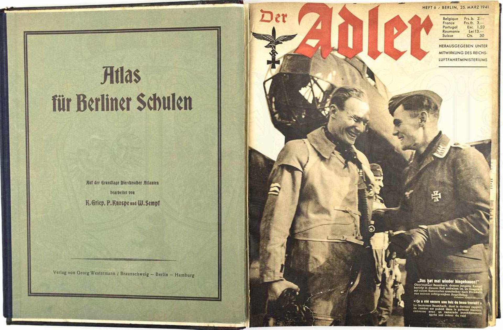 21 AUSGABEN „DER ADLER“, März-Dezember 1941, Nr. 6-26, komplett, ges. 670 S., zahlr. Abb., gebunden,