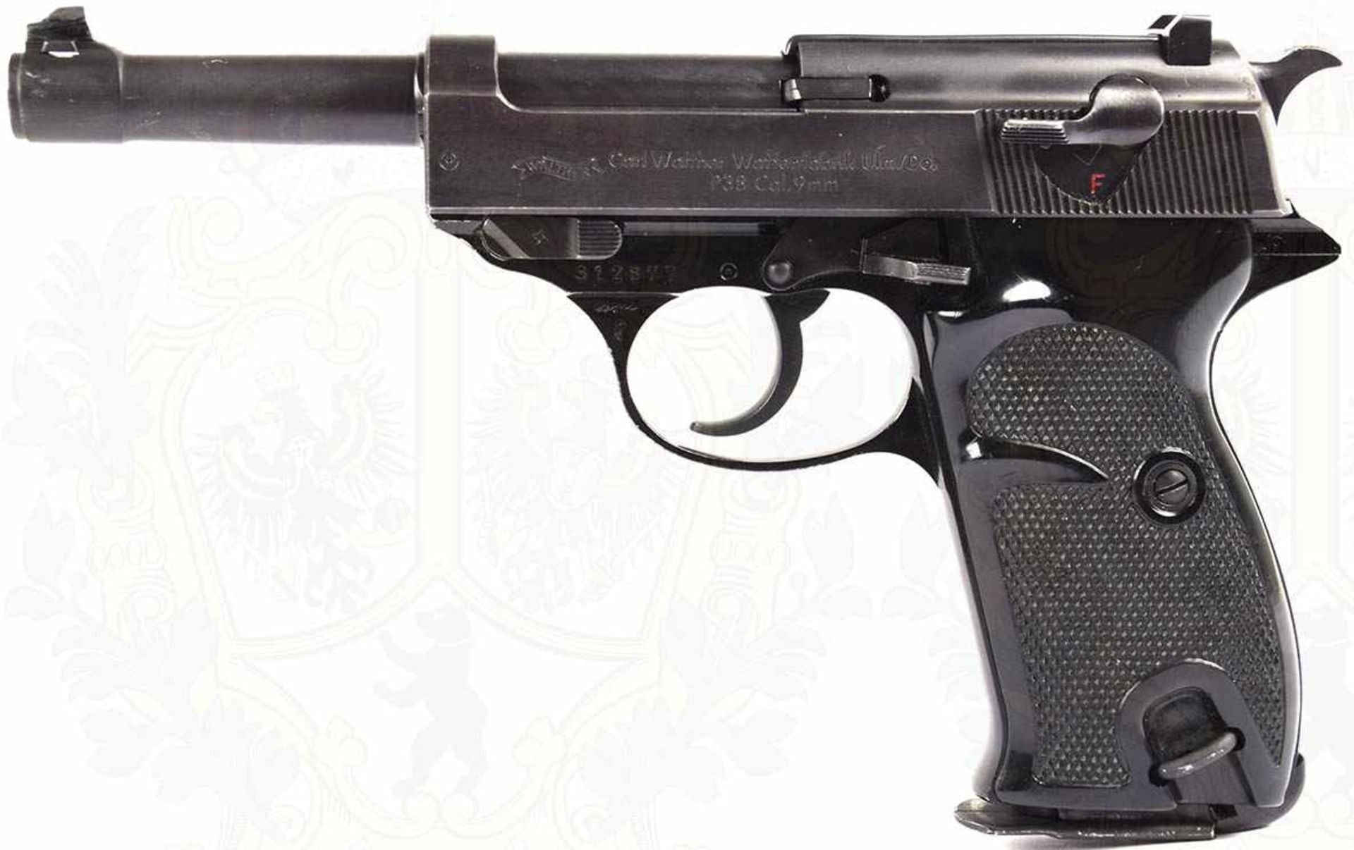 PISTOLE WALTHER P. 38, Herst. „Carl Walther Waffenfabrik Ulm/Do.“, Kal. 9 mm, Ulmer Beschußzeichen - Image 8 of 11