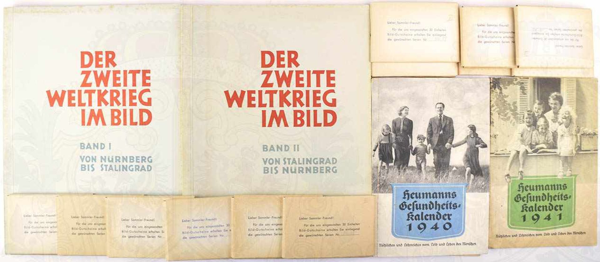 DER 2. WELTKRIEG IM BILD, Eilebrecht 1952, Bde. 1 u. 2 kpl. m. Bildtafeln, die 360 Bilder kpl. in 12