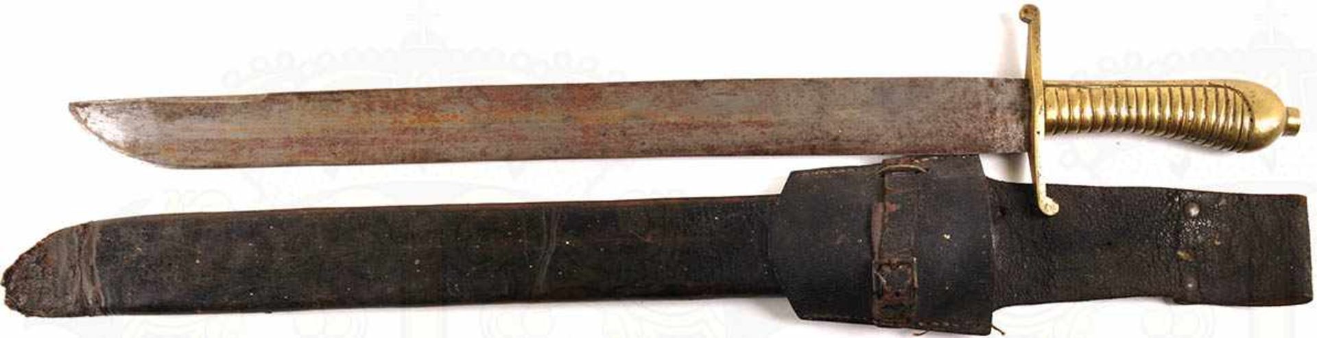 FÜSILIER-FASCHINENMESSER M 1787, Keilklinge, Spitze 2-schneidig, gerade Parierstange, Enden