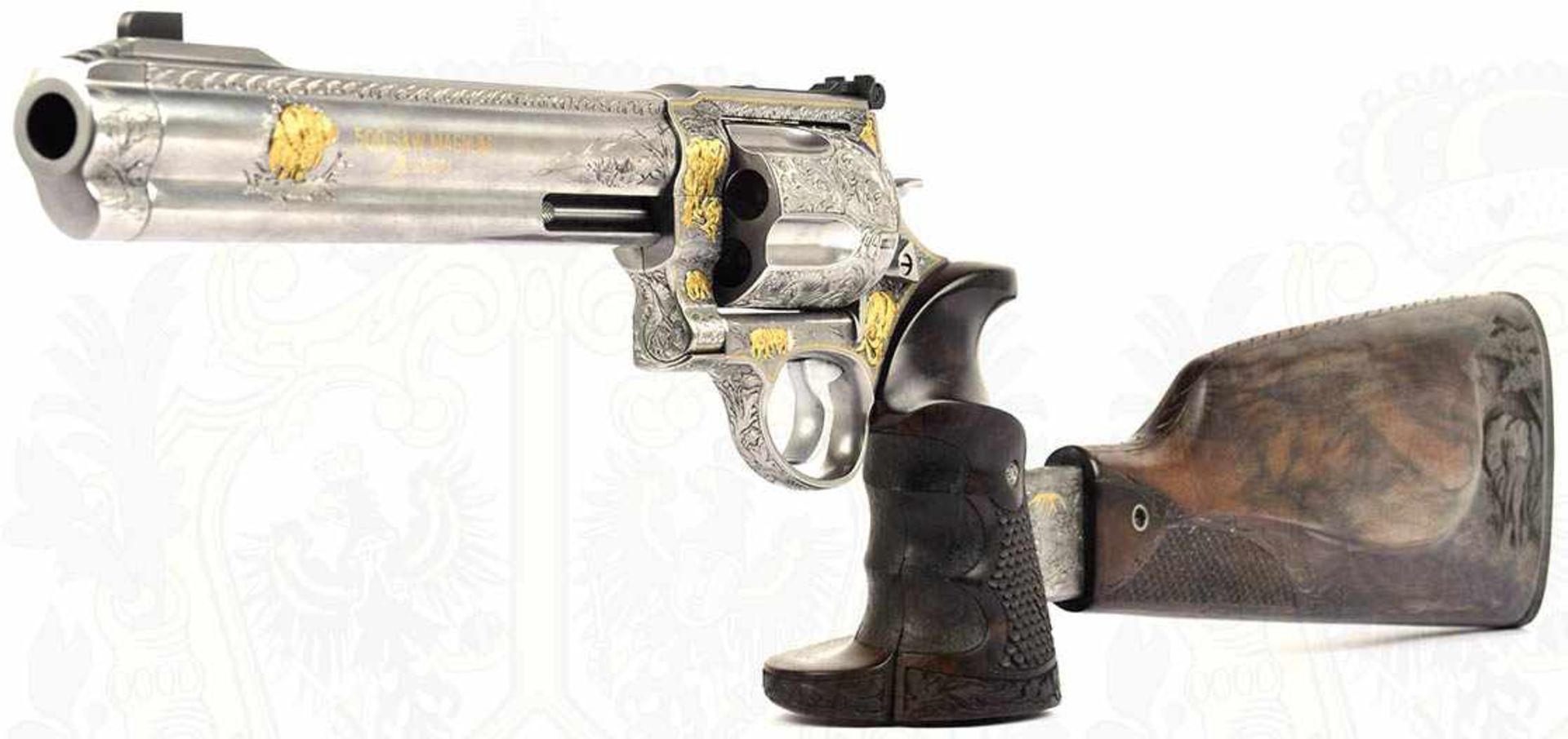 REVOLVER SMITH & WESSON 500 MAGNUM, Luxusausführung, Unikat, geflutete Trommel mit 5 Schuß,