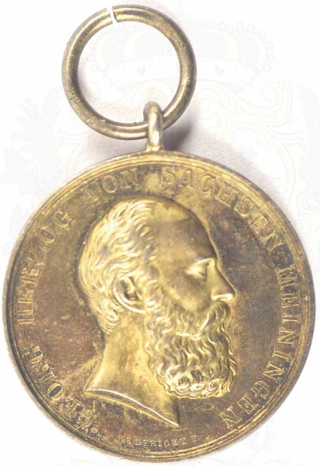 GOLDENE VERDIENSTMEDAILLE DES ERNESTINISCHEN HAUSORDENS, Silber, vergld., Rand mit Punzen „Silber“