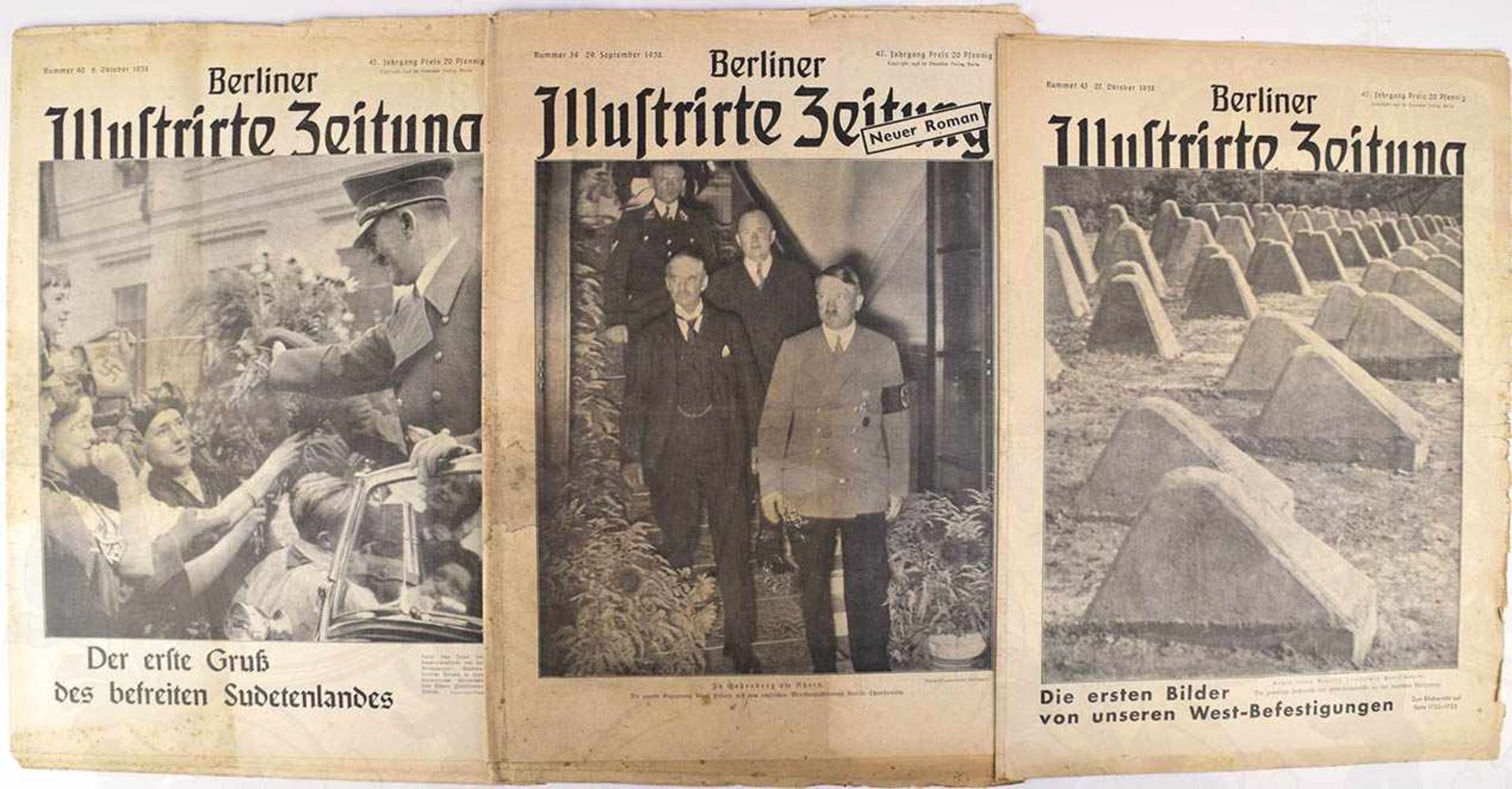 BERLINER ILLUSTRIERTE, 27 Ausgaben, Nov. 1937-Dez. 1938, ges. ca. 900 S., zahlr. Abb., fleckig,