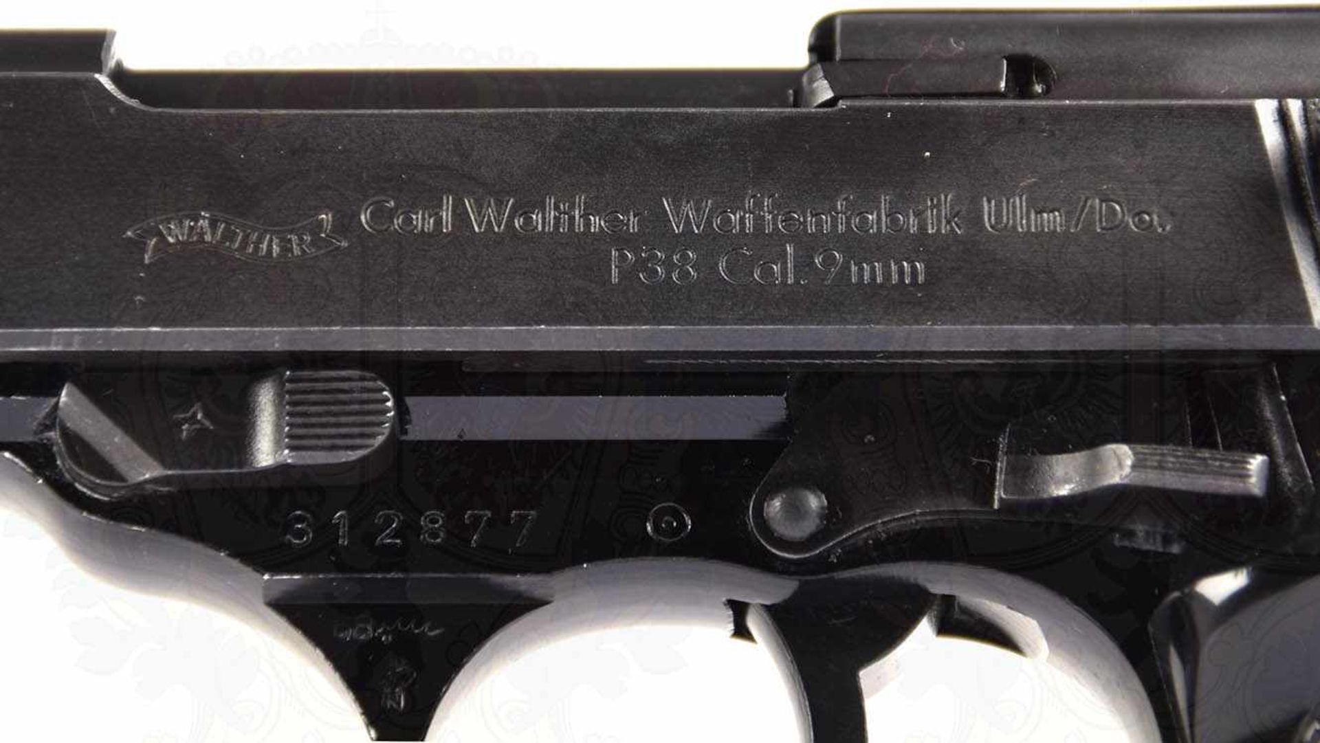 PISTOLE WALTHER P. 38, Herst. „Carl Walther Waffenfabrik Ulm/Do.“, Kal. 9 mm, Ulmer Beschußzeichen - Image 9 of 11