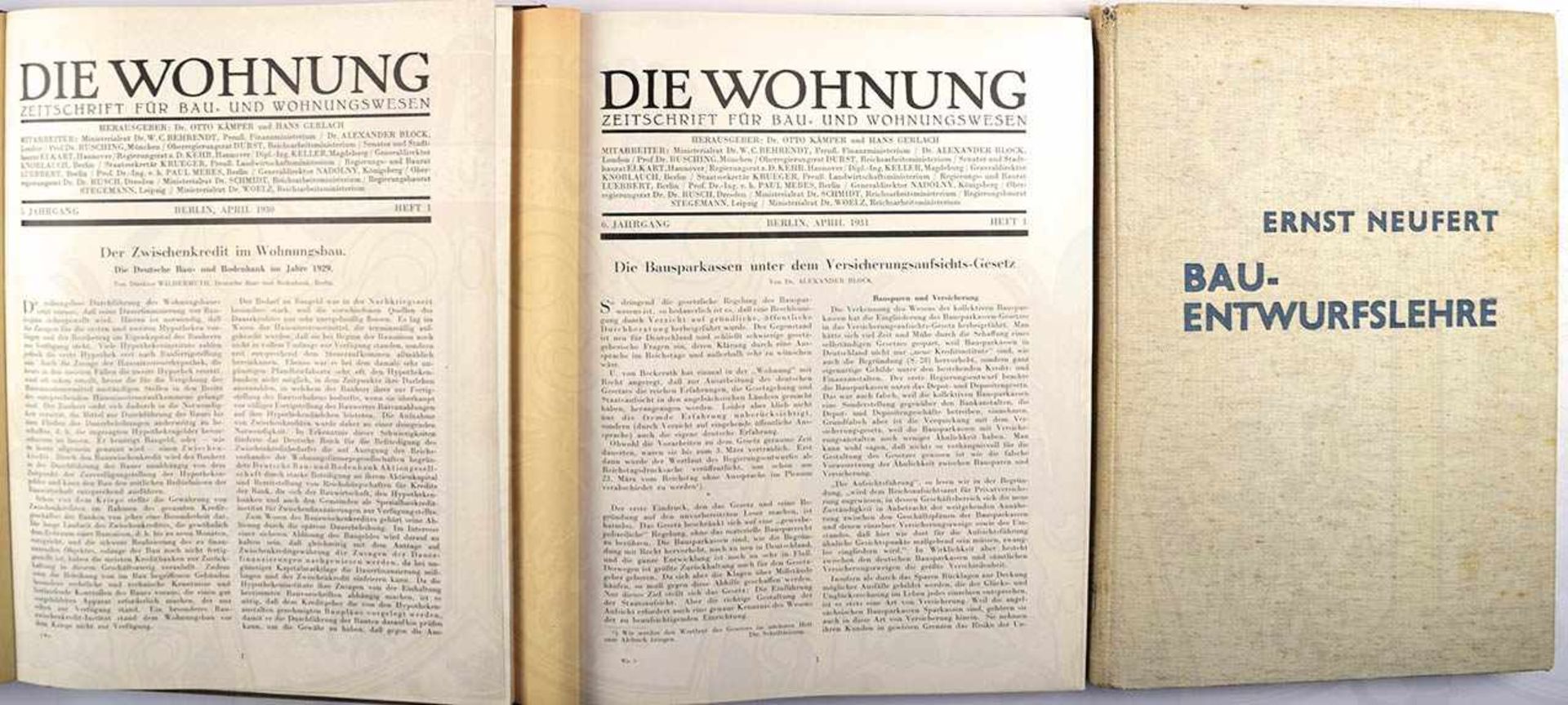 DIE WOHNUNG - ZEITSCHRIFT FÜR BAU- UND WOHNUNGSWESEN, 1930-32, in 2 Bänden, ges. 920 S., Abb.,