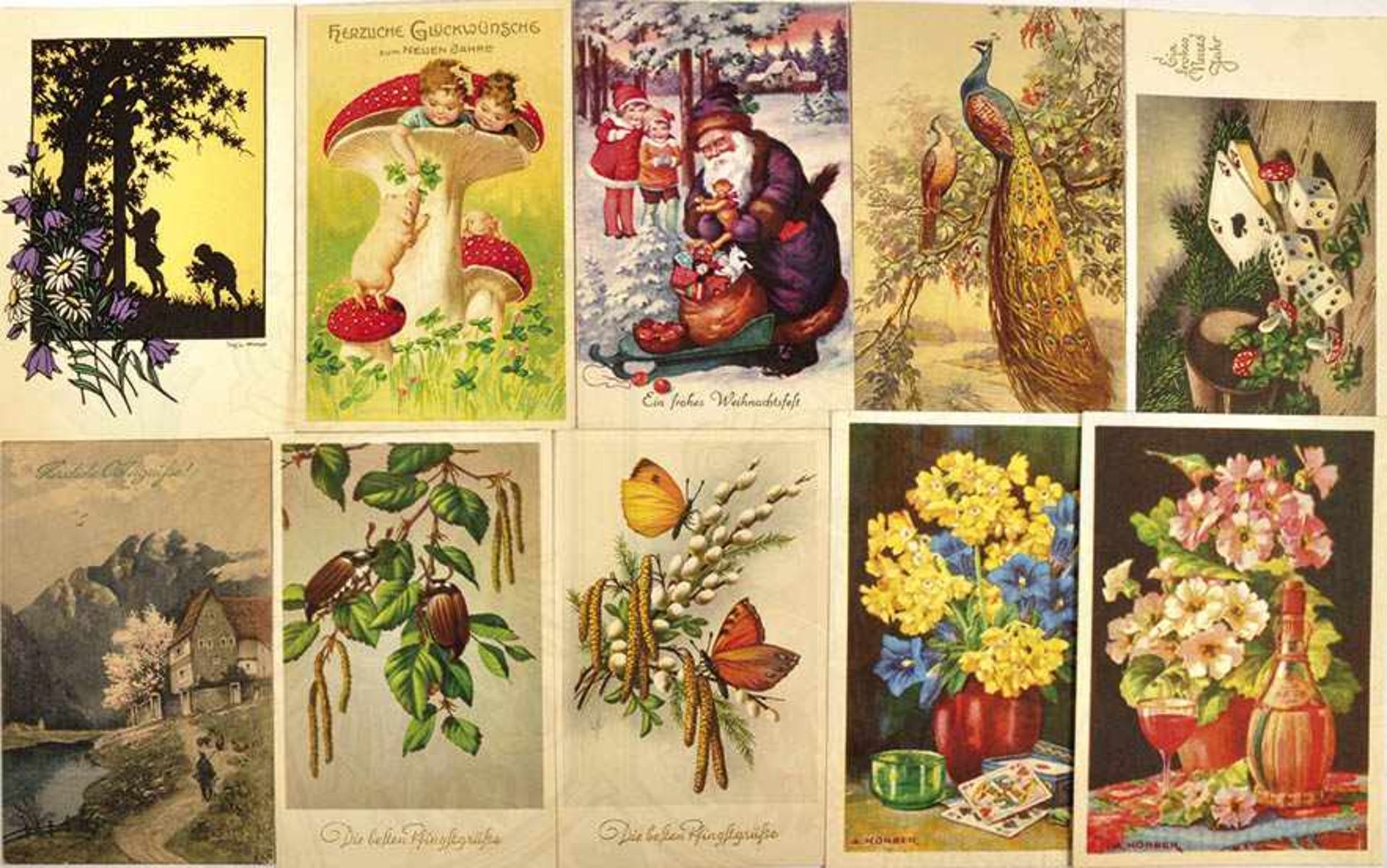 KONVOLUT KÜNSTLERKARTEN, über 70 Farbdrucke, Grußkarten u. Blumen-Stilleben, Österr. u. Schweiz,