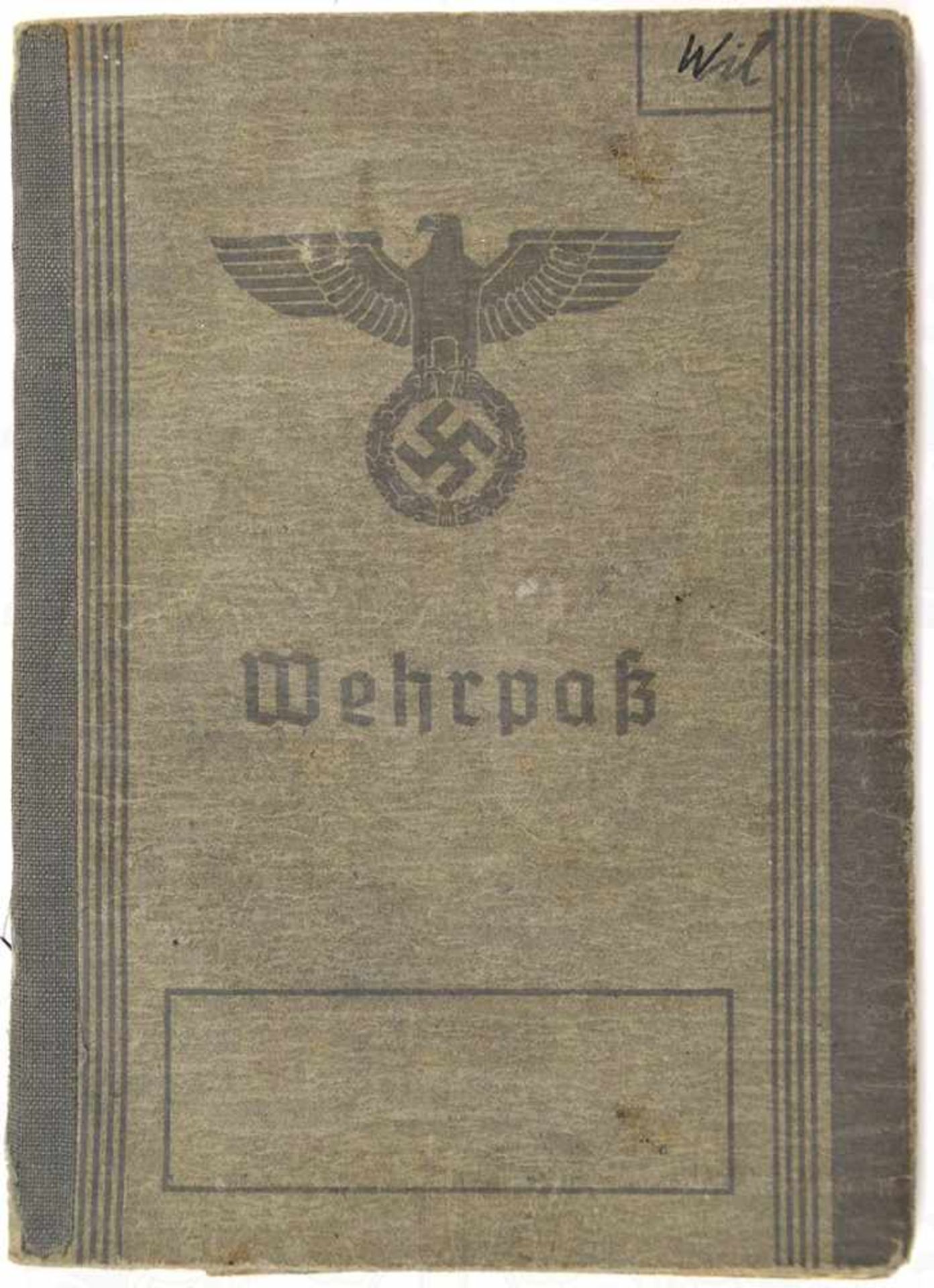 WEHRPAß EINES GEFREITEN, Eintritt 1942 b. 1./Res.-Gren.-Btl. 194 Hildesheim, Marsch-Kp. Orts-Kdtr.