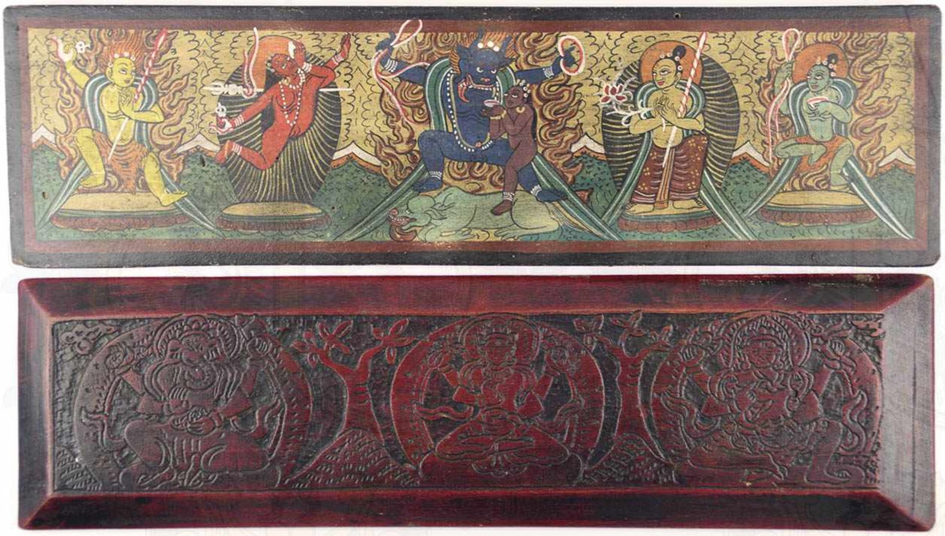 GEBETSBUCH, 10 Blatt beids. mit indischen Schriftzeichen in Tinte beschrieben, jedes Blatt mit 1 - Bild 2 aus 2