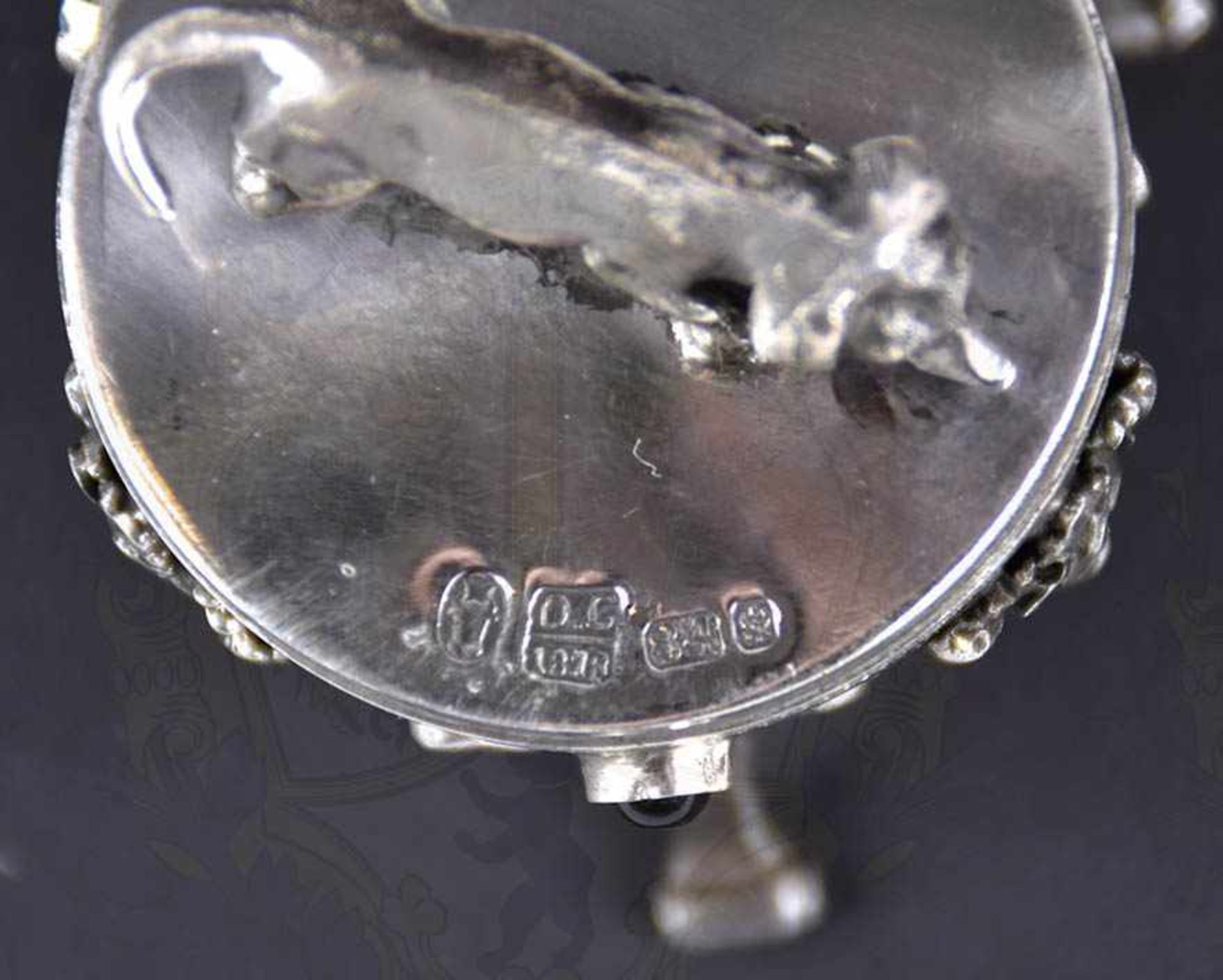 RITUELLES BEHÄLTNIS, eiförmig, Silber (?), Feingehaltszeichen „84“ u. Herst.-Jahr „1878“ sowie - Bild 4 aus 4