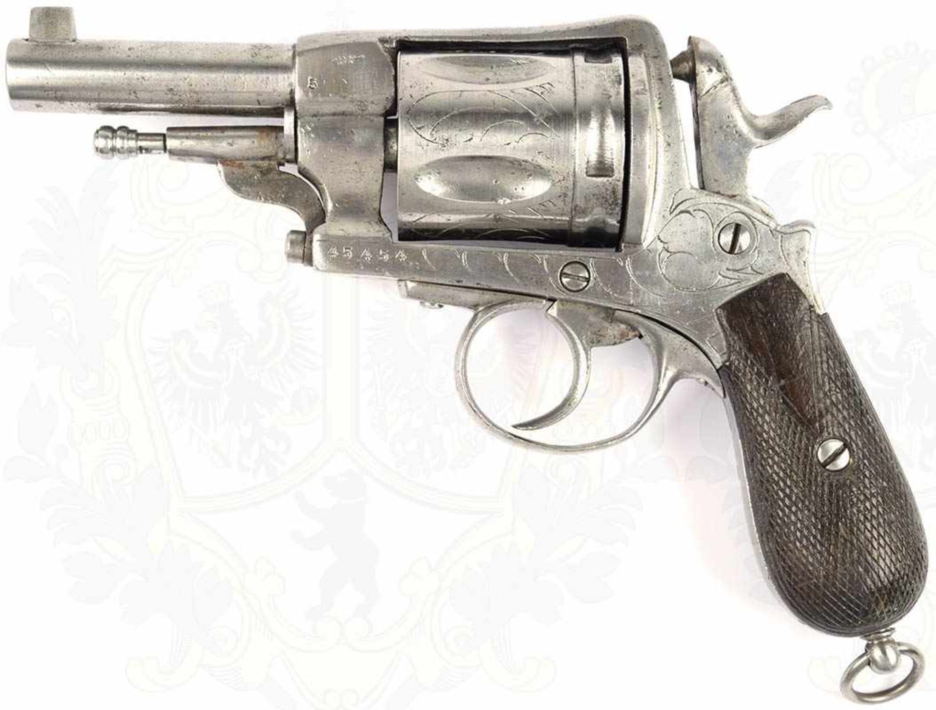 BELGISCHER REVOLVER VERO MONTENEGRO, System Gasser, Nr. 45454, um 1870, Kal. 11,2 mm, Lauflänge 90 - Bild 5 aus 19