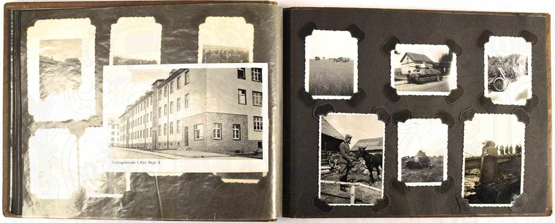 FOTOALBUM EINER RADFAHR-AUFKLÄRUNGS-SCHWADRON, gebildet a. d. Kavallerie-Rgt. 3, m. 148 Fotos,