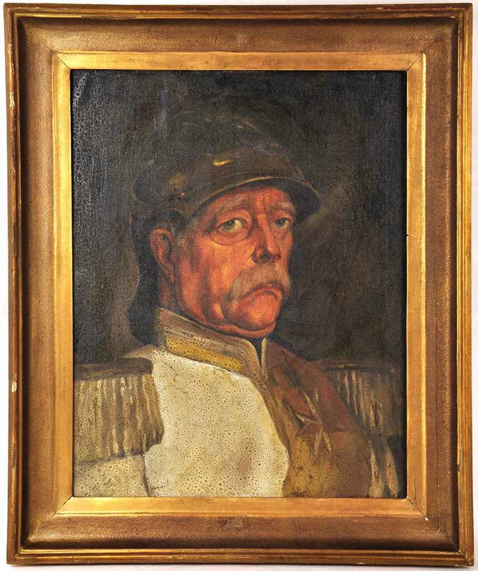 PORTRAITBILD REICHSKANZLER VON BISMARCK, Öl auf Leinwand, Darstellung in Kürassier-Uniform m.