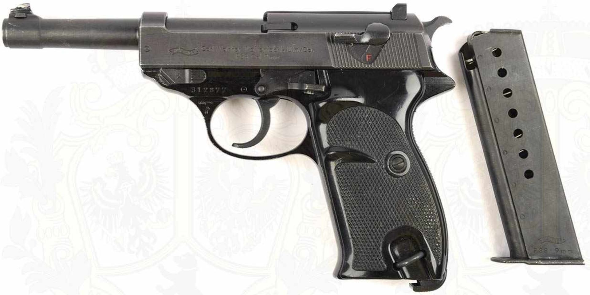 PISTOLE WALTHER P. 38, Herst. „Carl Walther Waffenfabrik Ulm/Do.“, Kal. 9 mm, Ulmer Beschußzeichen - Image 10 of 11