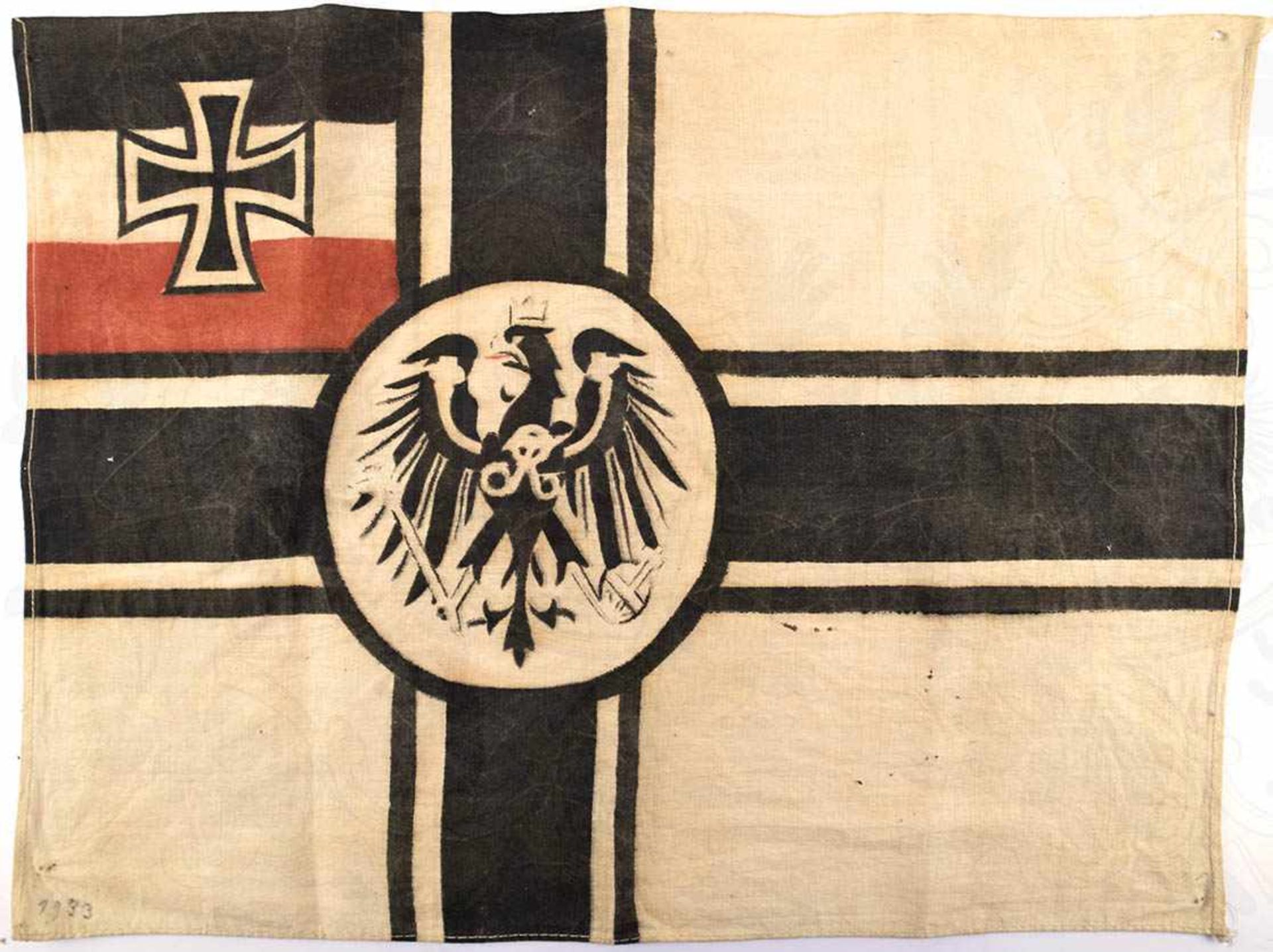 REICHSKRIEGSFLAGGE, Fertigung eines Traditionsvereines, feines Ln., schwarz/weiß/rot bedruckt, 39x29