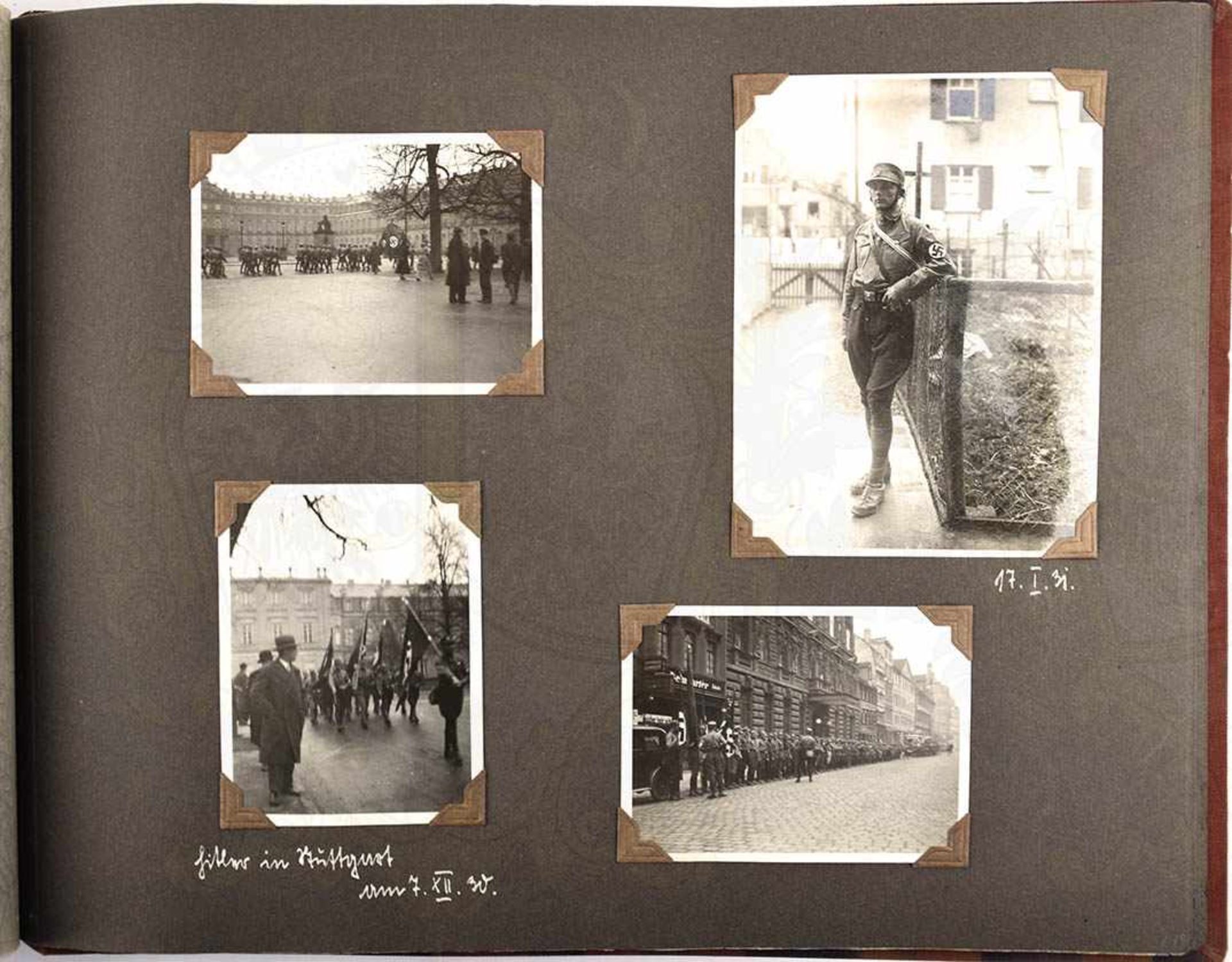 FOTOALBUM, ca. 160 Aufnahmen, 1929-1931, SA-Aufmarsch in Stuttgart, Landung und Start des LZ 127 - Image 3 of 3