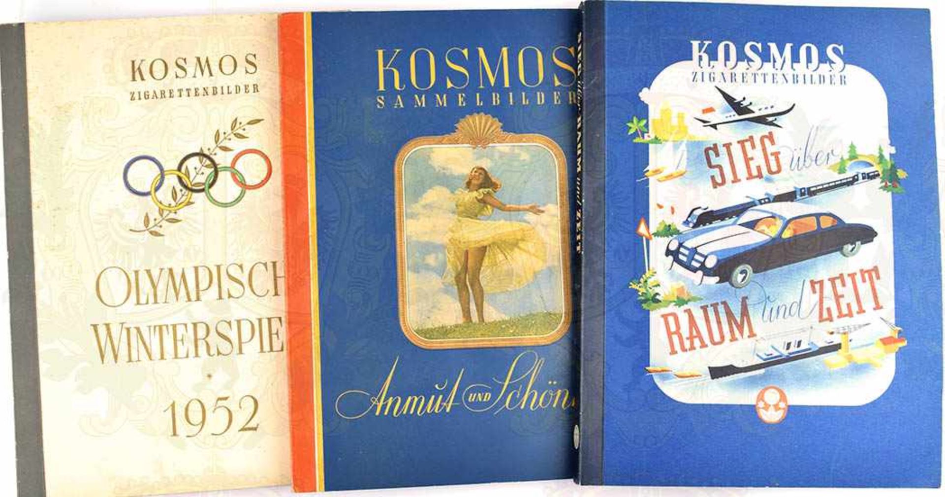 3 TITEL - KOSMOS ZIGARETTENBILDER, Anmut und Schönheit; Sieg über Raum und Zeit; Olympische