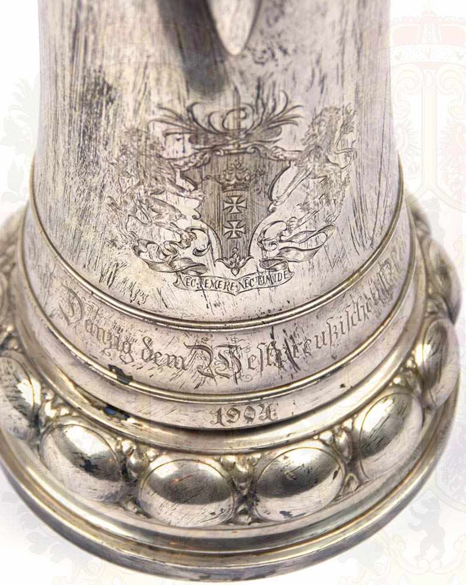 EHRENGESCHENK DER STADT DANZIG 1904, große Silberkanne, Silber/punziert „800“ m. Krone, Halbmond - Bild 2 aus 4