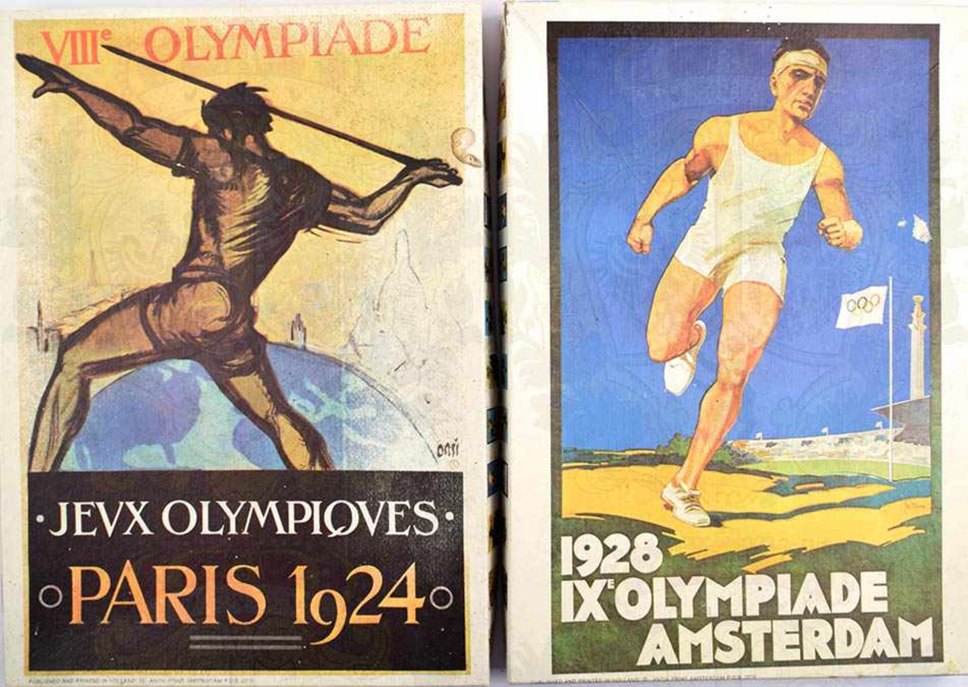 2 PUZZLE-SPIELE: „Jeux olympiques Paris 1924“ u. „1928 IX. Olympiade Amsterdam“, Firma Trim Toys,