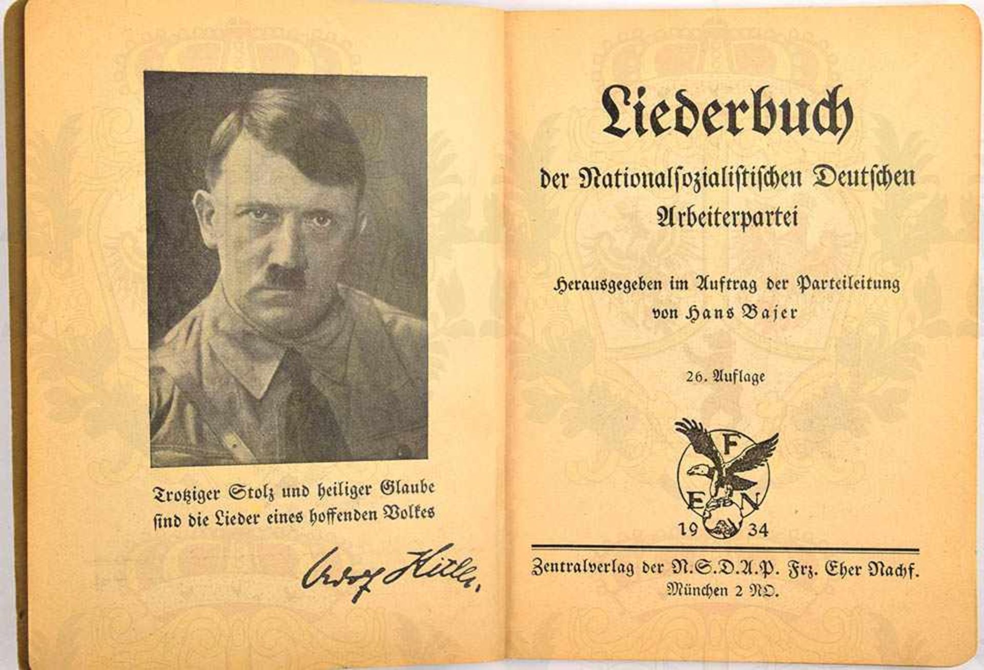 4 SA/NSDAP-LIEDERBÜCHER, 10 SA-Kampflieder, zusammengestellt v. Sturm 22/97, um 1930; SA-Liederbuch, - Bild 2 aus 2