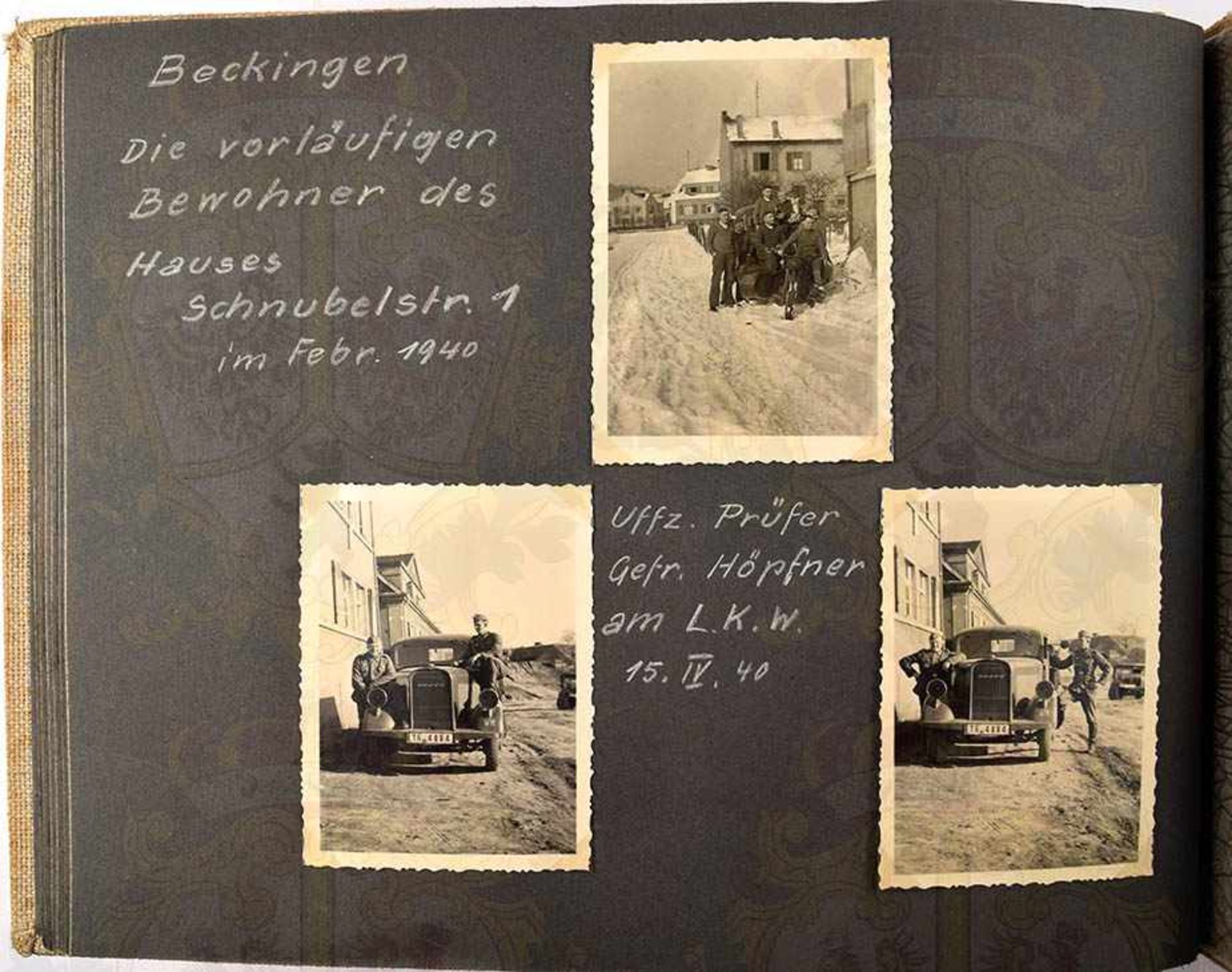 FOTOALBUM DER WERKSTATT-KOMPANIE 195, ca. 80 Fotos u. AK, 1939-1940, Mannschaften u. Uffz., - Bild 2 aus 2