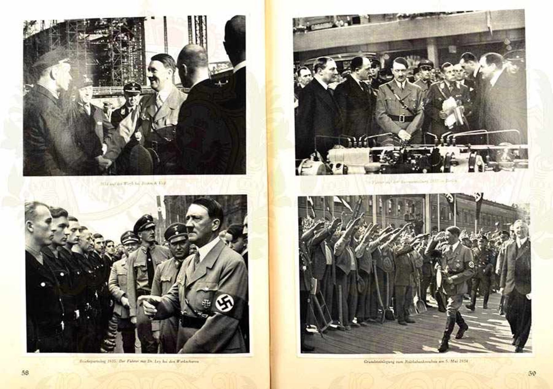 ADOLF HITLER, „Bilder aus dem Leben des Führers“, Reemtsma 1936, kpl., 200 Abb., goldgepr. HLn./ - Bild 2 aus 2