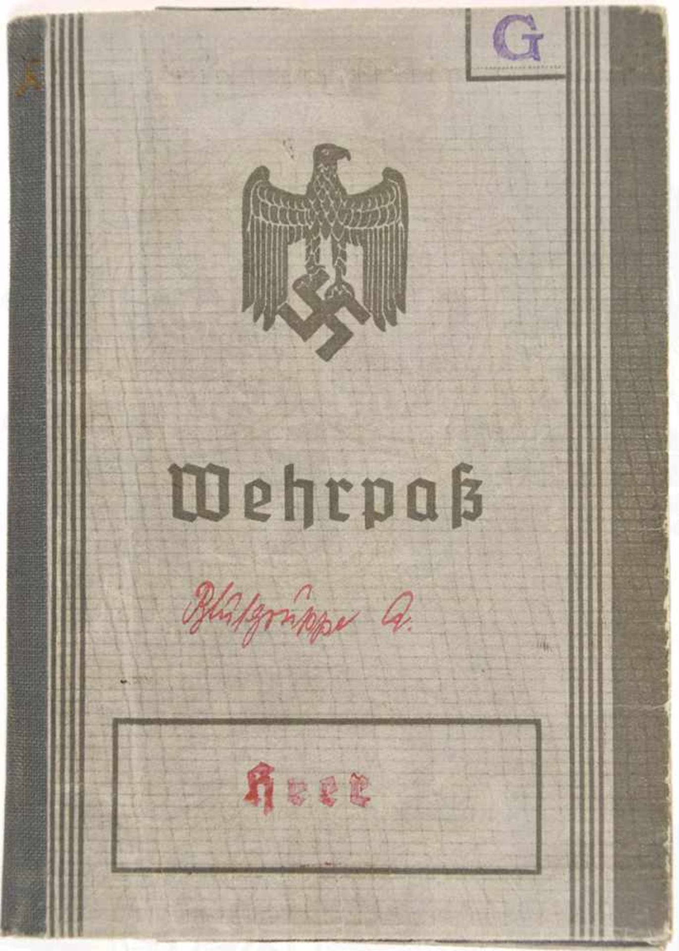 WEHRPAß, Feldwebel u. WK-Vet. aus Langenhain/Tabarz, 1914-1920 b. FAR Nr. 58 u. 81, Trompeter u.