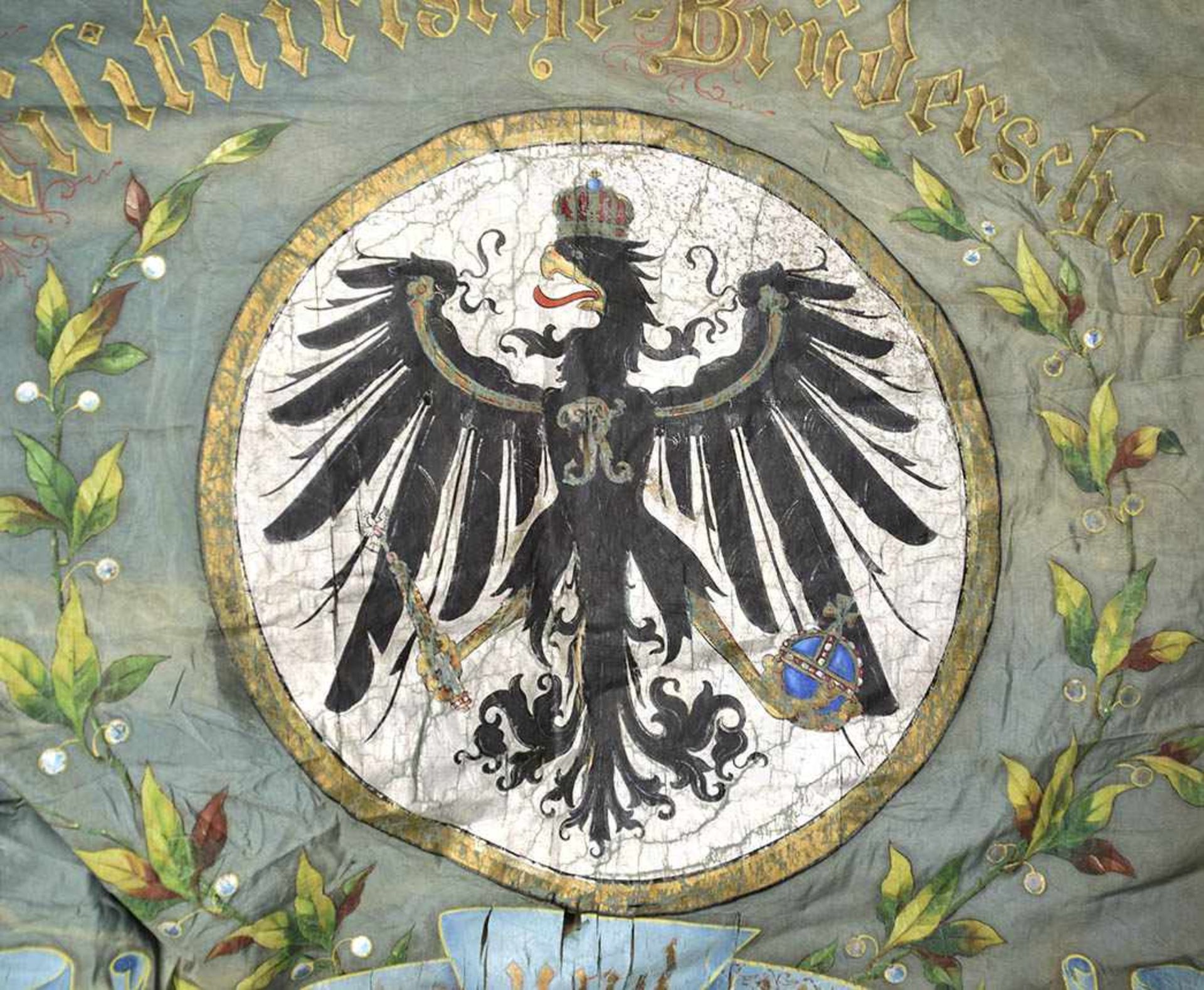 KRIEGERVEREINS-FAHNE „MILITAIRISCHE BRÜDERSCHAFT“, „von Nienstedten und Umgegend 30. März 1890“, - Bild 2 aus 3