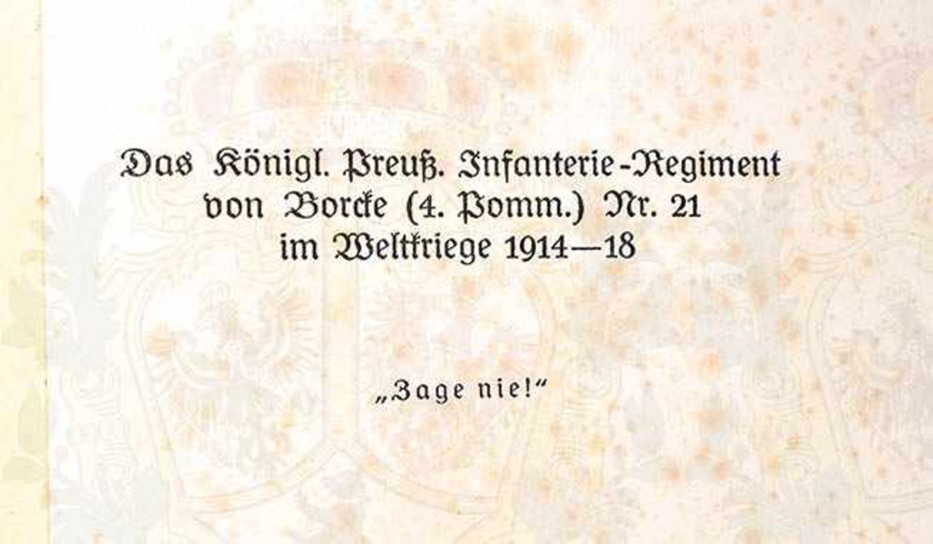 INFANTERIE-REGIMENT VON BORCKE, (4. Pommersches) Nr. 21 (im WK), Sporn-V. 1930, farb. - Image 2 of 3