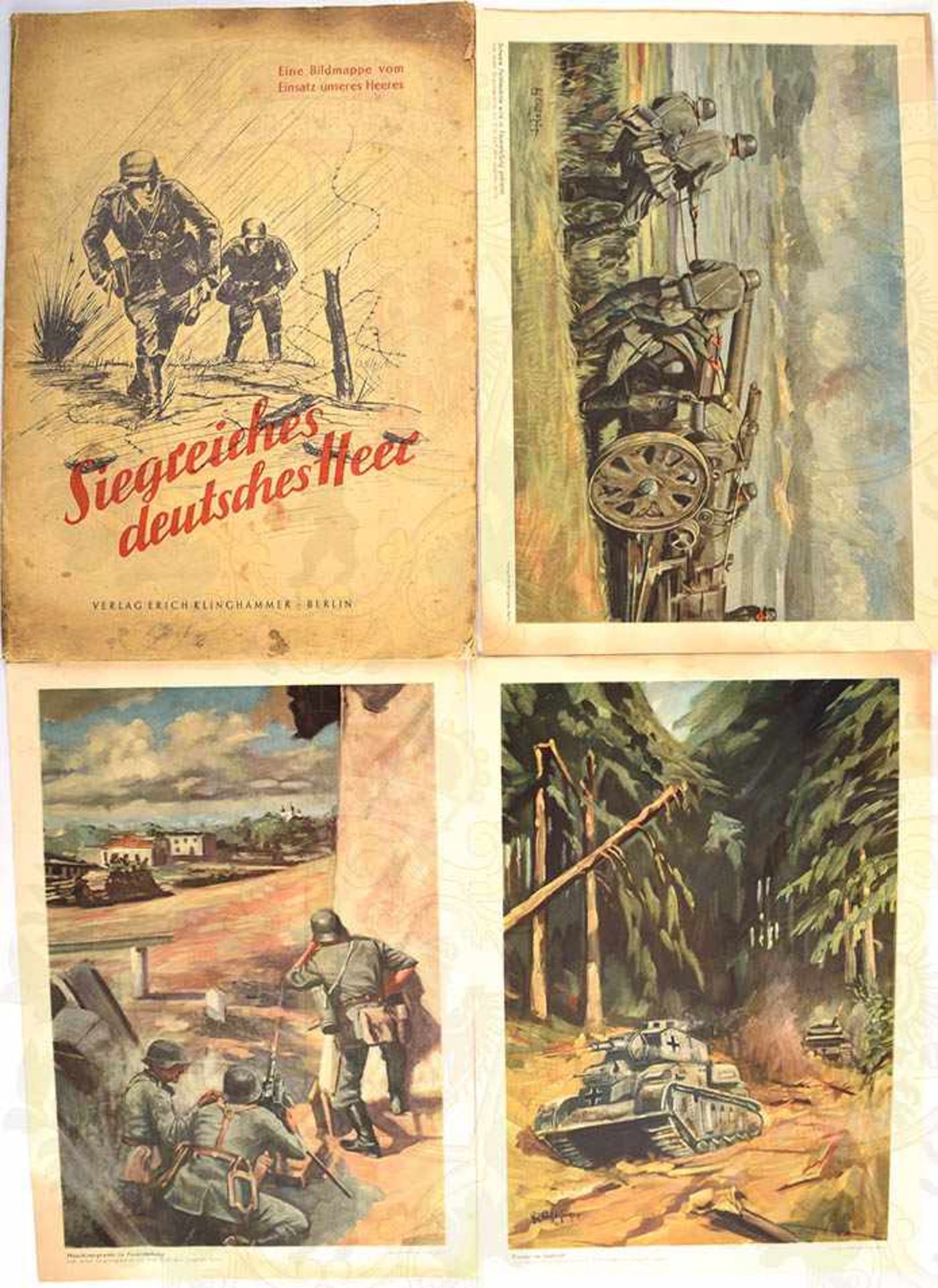 SIEGREICHES DEUTSCHES HEER, PK-Künstlermappe, Klinghammer-V., Weihnachten 1941, kpl. m. 16