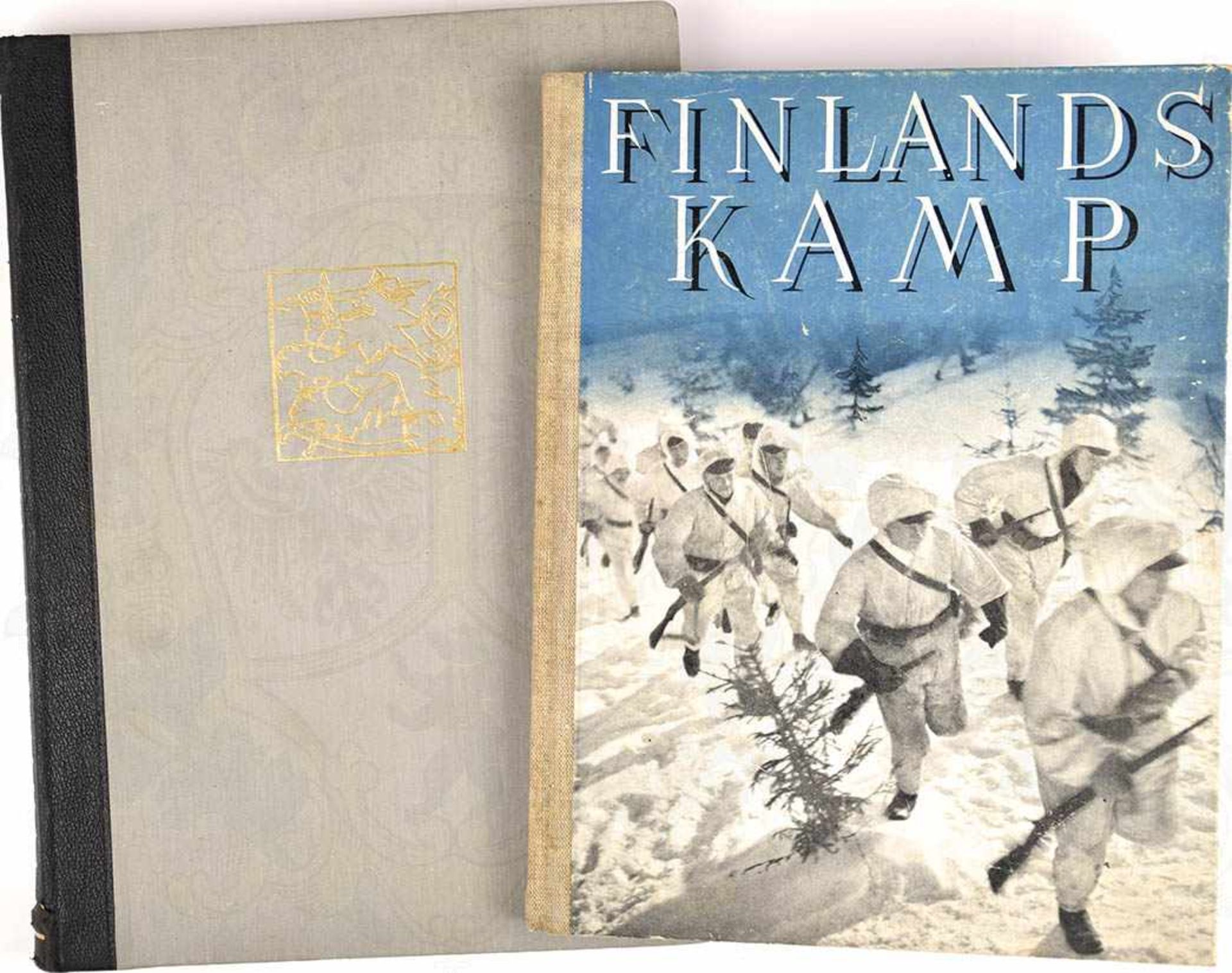 2 BILDBÄNDE, „Finlands Kamp“, 1940, 144 S., schwed. Text; „Suomen Poulustusvoimat“, 1959, 282 S.,