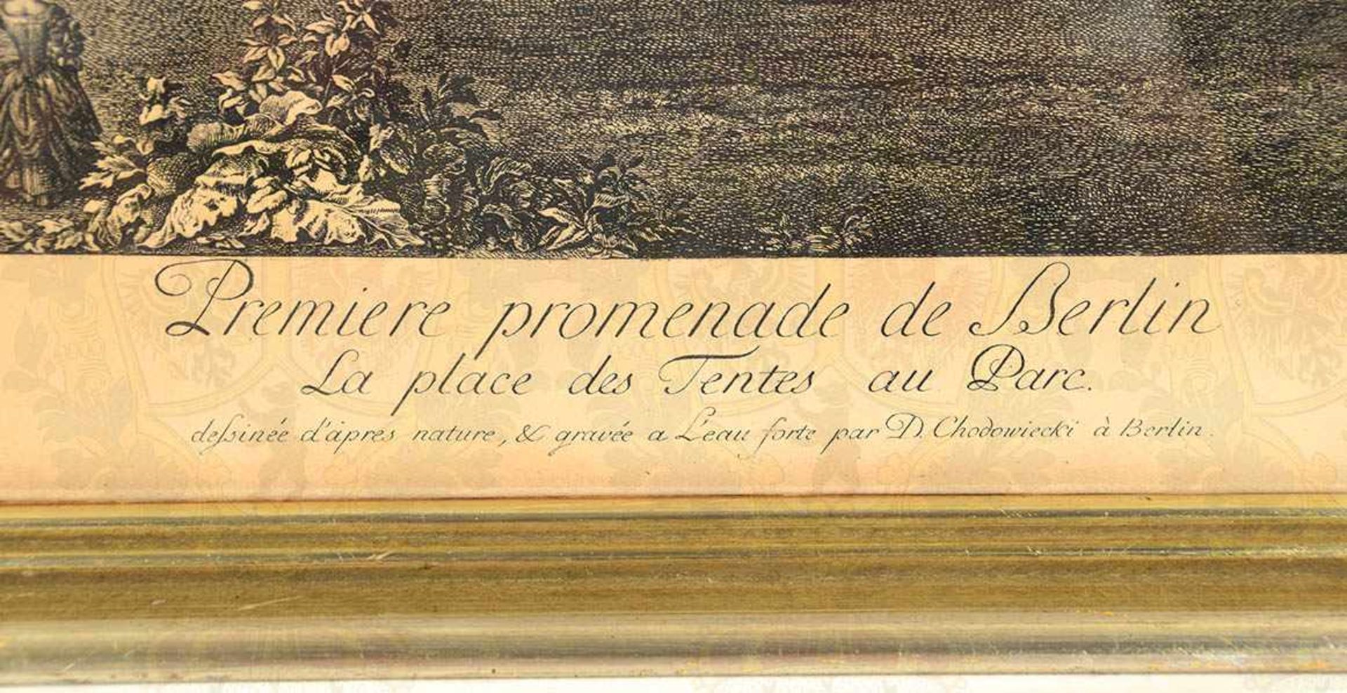 RADIERUNG „PREMIERE PROMENADE DE BERLIN“, „La place des Tentes au Parc“, Darstellung um 1772, - Bild 2 aus 4