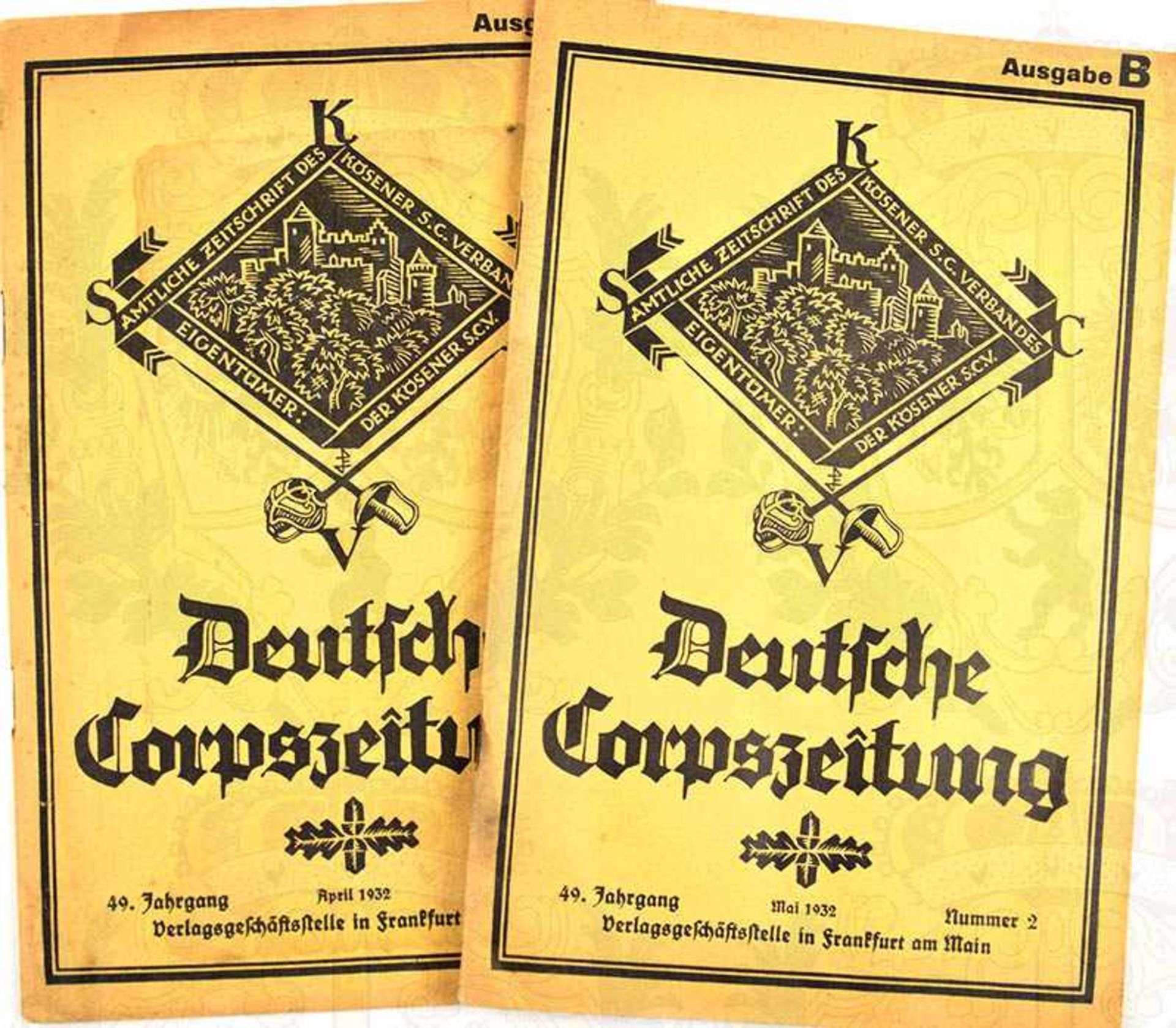 DEUTSCHE CORPSZEITUNG, 2 Ausgaben (Ausg. B), April u. Mai 1932, Frankfurt a. M., Abb., ges. 92 S.,