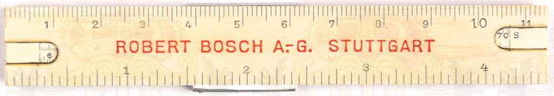 KLEINER RECHENSTAB, m. Werbung d. Robert Bosch A.G. Stuttgart, L. 11,5cm, im Etui, vor 1937, (danach - Image 2 of 2