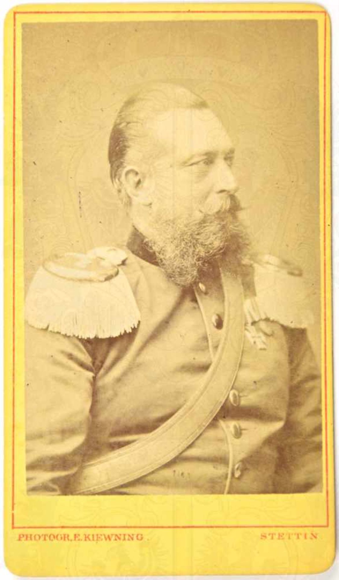 VISITFOTO GENERALMAJOR MAX VON LETTOW-VORBECK, (1837-1912), Halbportrait als Major im Gren.-Rgt. Nr.
