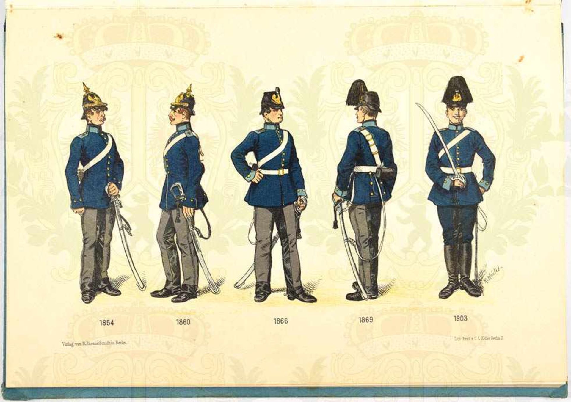 GESCHICHTE DES MAGDEBURGISCHEN TRAIN-BATAILLONS NR. 4, Lt. H. Loebell, Bln. 1903, 1 farb. Uniform- - Bild 4 aus 4