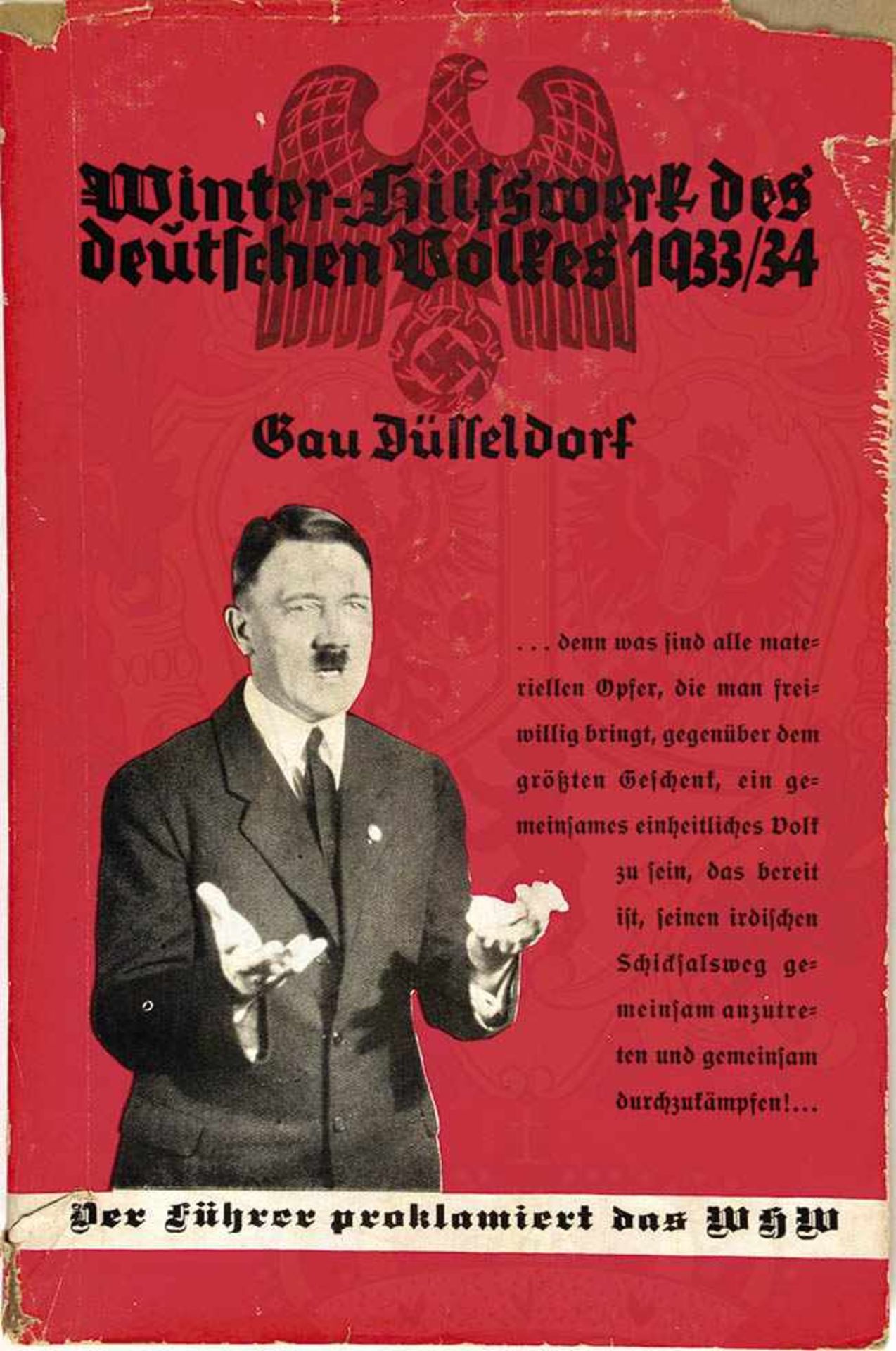 WINTERHILFSWERK DES DEUTSCHEN VOLKES 1933/34, „Gau Düsseldorf“, Dr. R. Friedrich, Völk. Verlag,