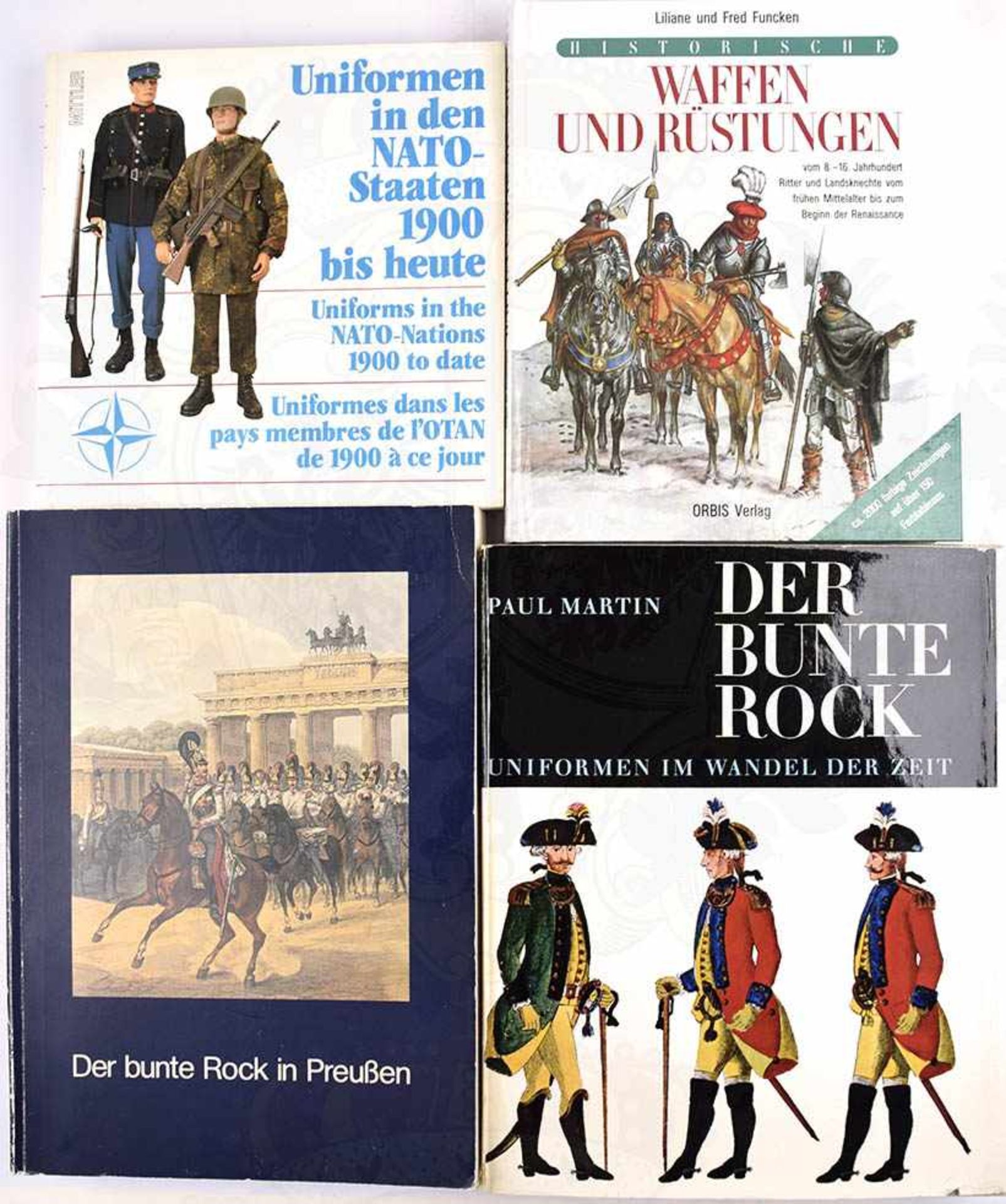 4 TITEL, „Der bunte Rock“; „Waffen und Rüstungen“; „Der bunte Rock in Preußen“; „Uniformen in den