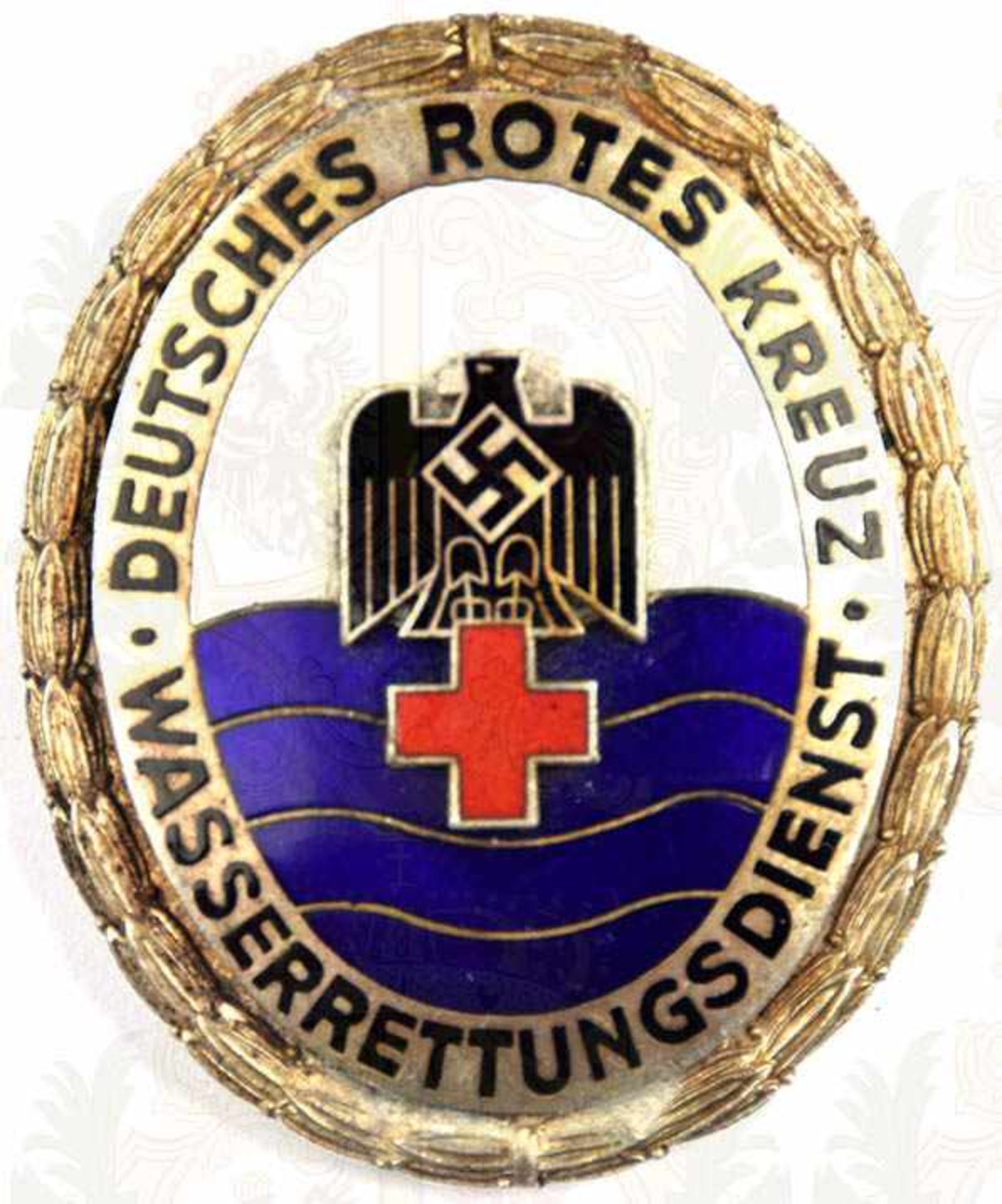 ABZEICHEN „WASSERRETTUNGSDIENST“, Buntmetall, mehrteilige Fertigung, verslb. u. farbig emaill.,