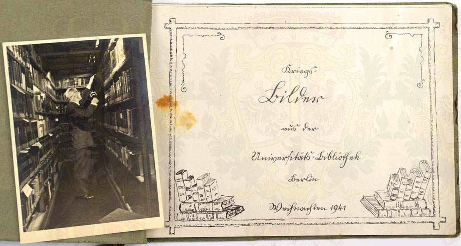 KRIEGSBILDER DER UNIVERSITÄTS-BIBLIOTHEK BERLIN, Weihnachten 1941, zahlr. Fotodruck-Abb., Reimverse,