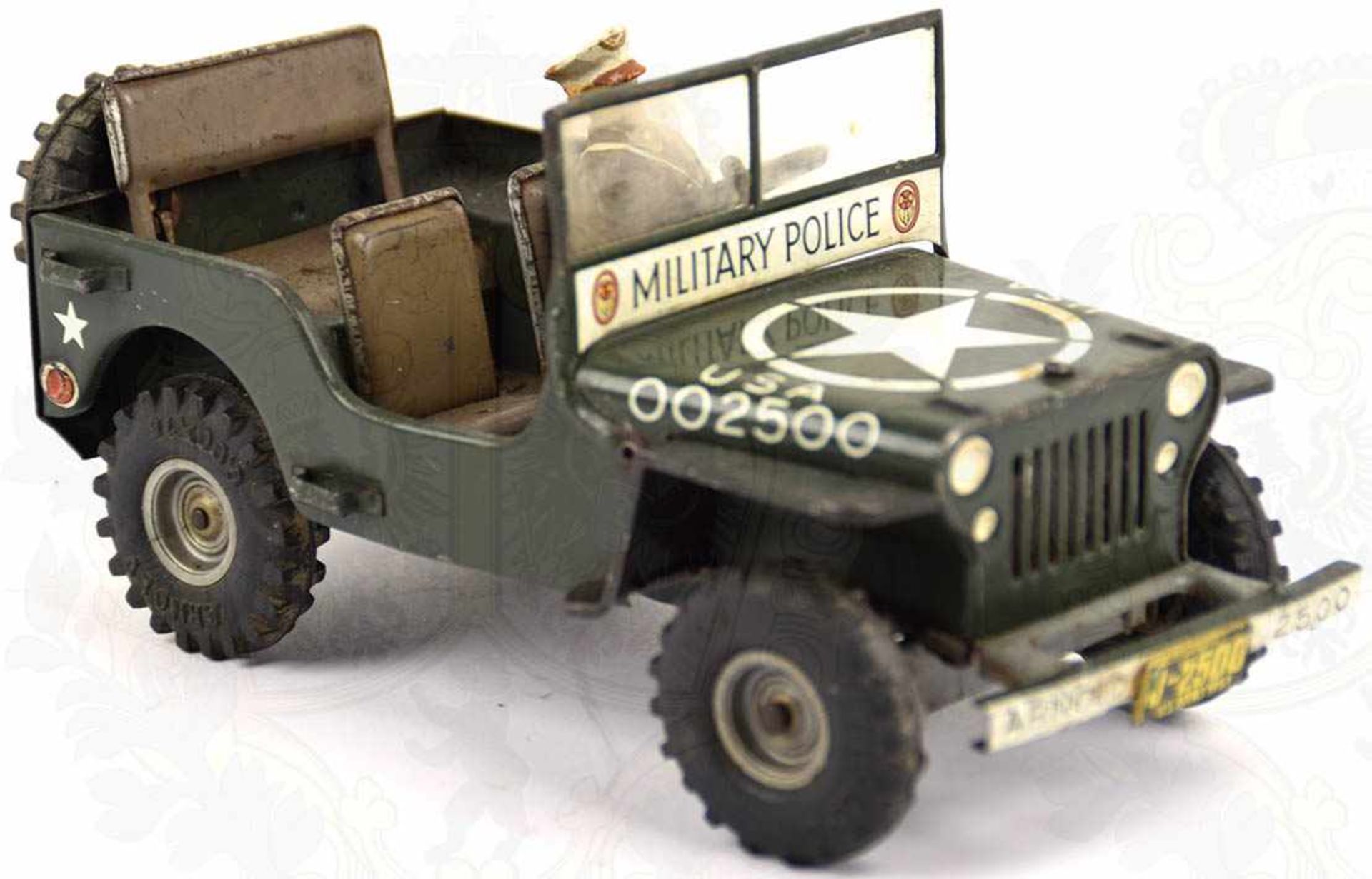 WILLYS-JEEP MB der U.S. Military Police, 1953, Eisenblech, olivgrün lackiert, entspr. weiße - Bild 2 aus 3