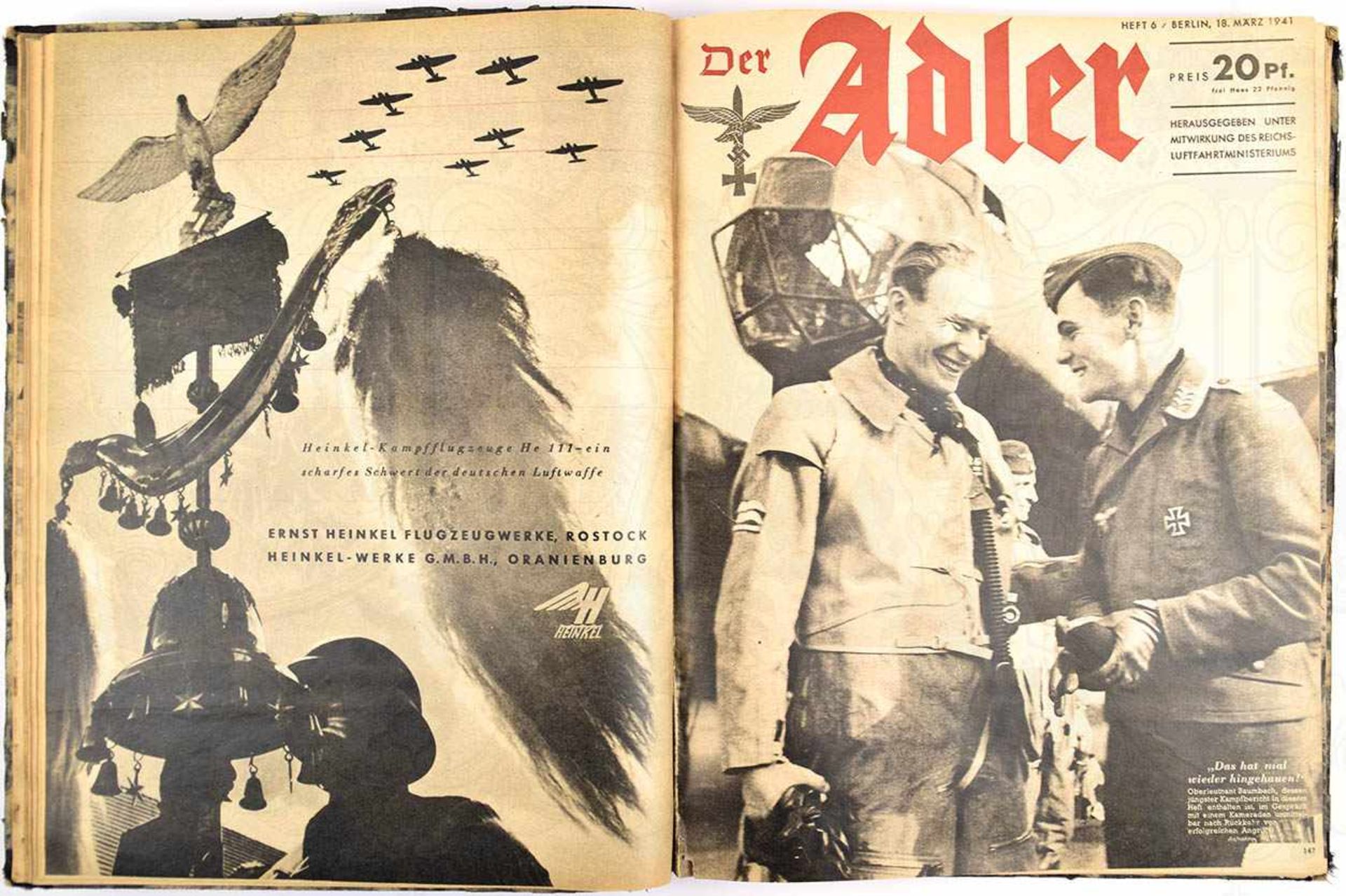 DER ADLER, Jahrgang 1941, Nr. 1-10, 12-16 u. 18-26, ges. 631 S., zahll. Abb., zeitgen. gebunden,