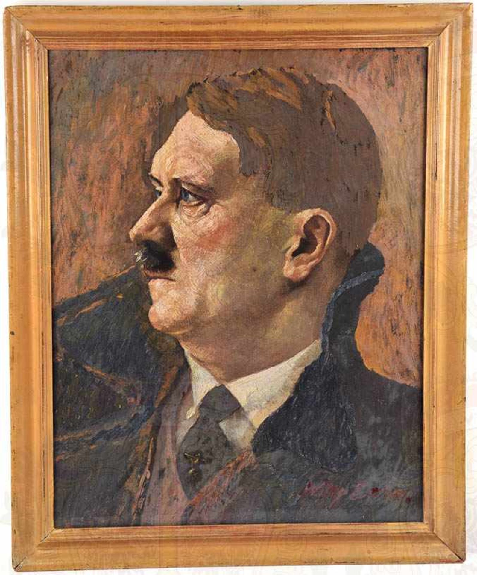 PORTRAIT ADOLF HITLER, Farbdruck nach dem bekannten Gemälde von Willy Exner, 1936, Darstellung in