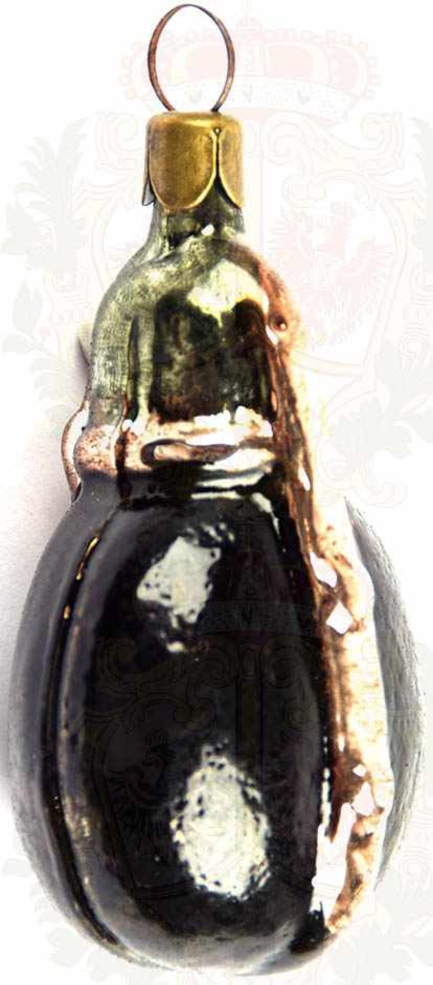 PATRIOTISCHER CHRISTBAUMSCHMUCK, 4 Teile, mehrfarbig bemaltes Glas, Spitze mit erhabenem EK 1914, H. - Bild 3 aus 4