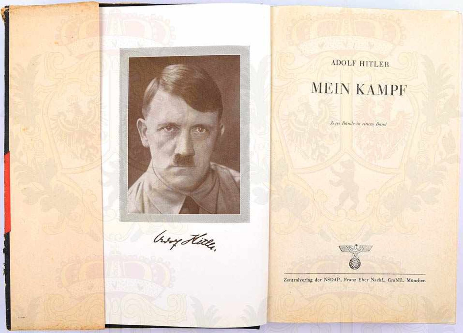 MEIN KAMPF, Adolf Hitler, Eher-V. 1943, 1 Portrait, 781 S., (Antiqua-Schrift), gld.gepr. blaues Ln., - Bild 2 aus 2