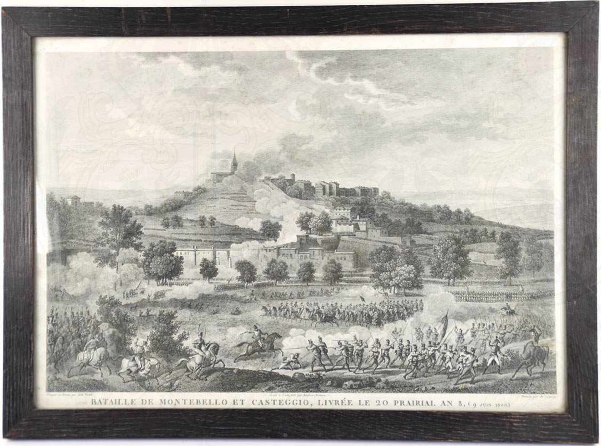 STAHLSTICH „SCHLACHT BEI MONTEBELLO UND CASTEGGIO“, „den 20 Prairial Jahr 8“ (9. Juni 1800),